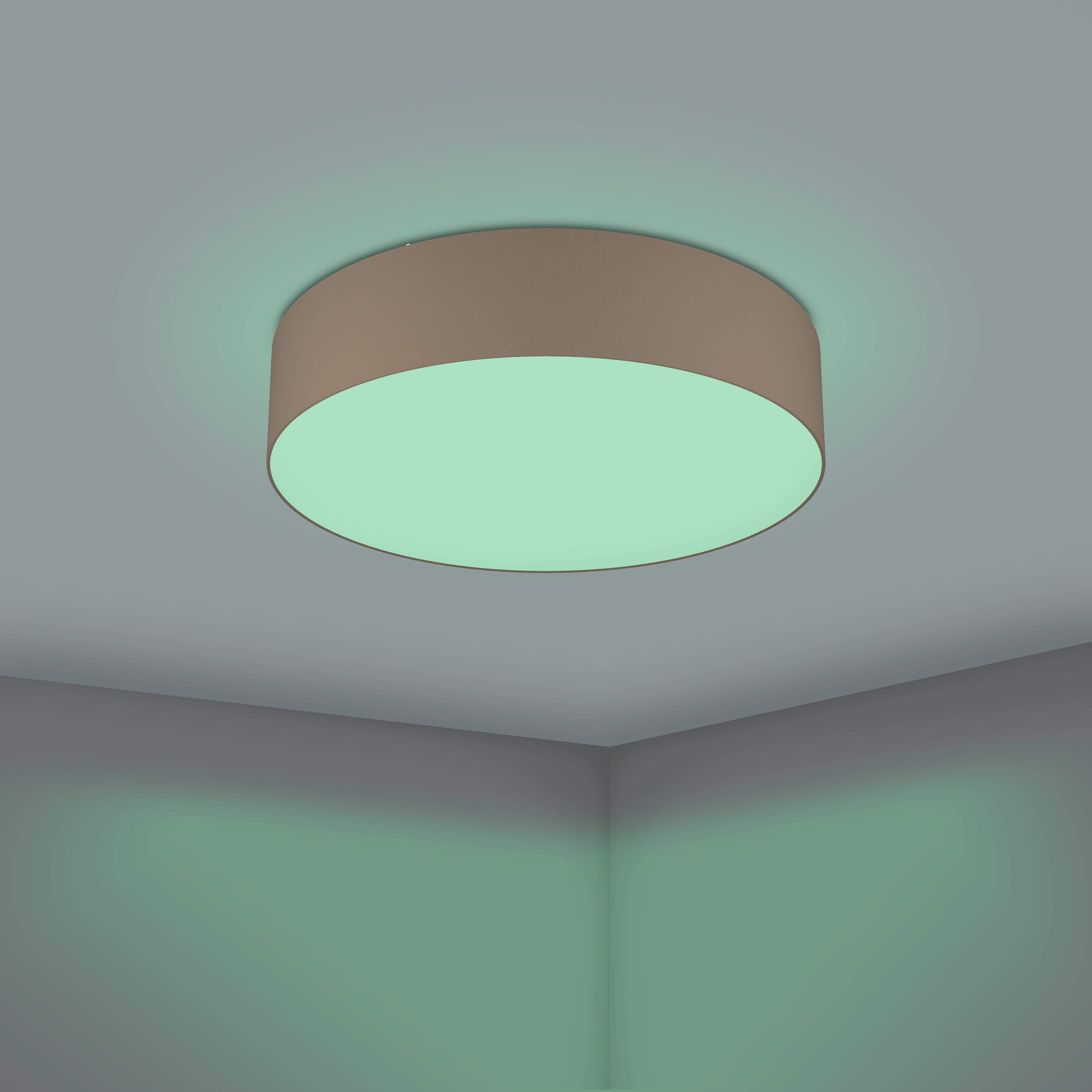 Eglo Connect Romao Z Smart LED Taupe Fabric Flush Mount Drum Lampshade - Modern Ceiling Light for Living Room, Bedroom & Kitchen | WiFi & App Controlled Lighting