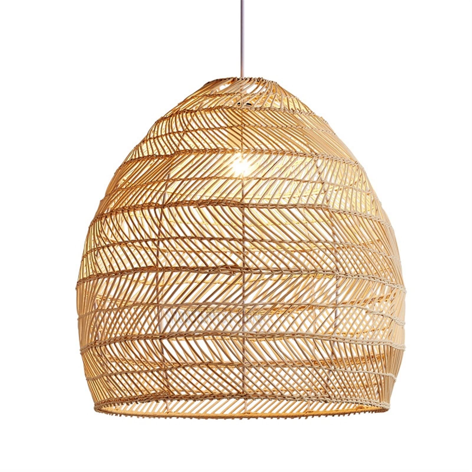 Vintage Rattan Pendant Light with E27 Socket - Boho Hanging Lamp Shade for Living Room, Dining Room, Cafe & Restaurant Decor | Perfect for Cozy Home Ambiance and Boho Chic Interior Design