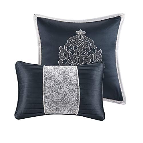 Madison Park Odette Jacquard Damask Comforter Set - Modern All Season Down Alternative Bedding with Shams & Decorative Pillows, Cal King (104
