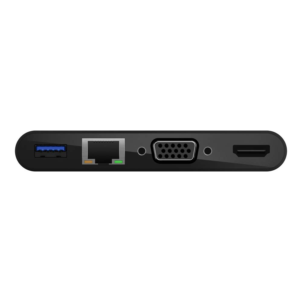 Belkin USB-C Multimedia Adapter Hub with VGA, 4K HDMI, USB 3.0 & Ethernet Ports - 100W Power Delivery for MacBook Pro, iPad Pro, Surface Pro, Chromebook - Perfect for Home Office, Remote Work & Multi-Screen Setup