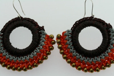 Stylish Brass Beaded Hoop Earrings in Orange - Perfect for Boho, Festival, and Everyday Wear