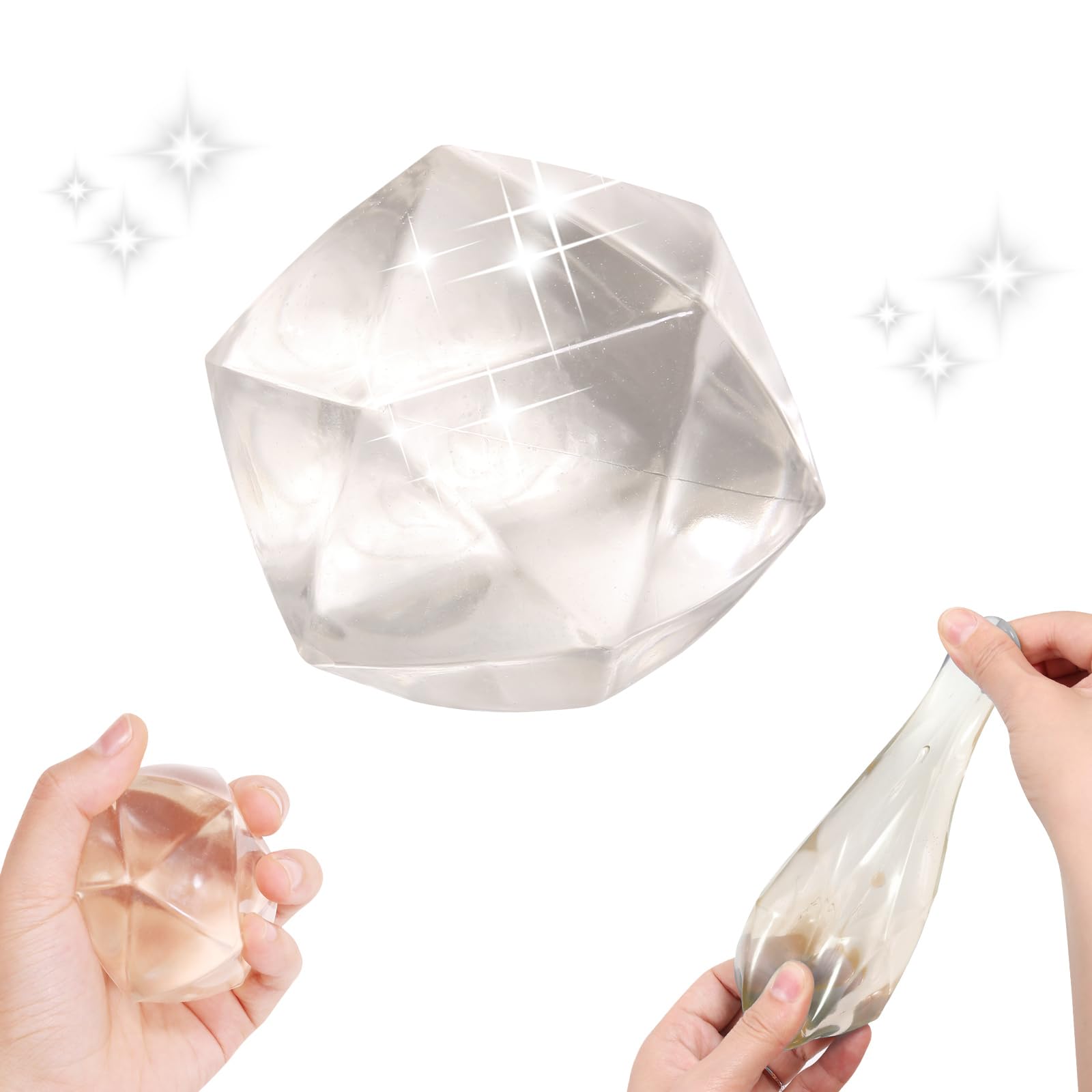 2.45 Inch White Stress Cube Squishy Ball - Diamond Malt Sugar Fidget Toy for Adults & Kids Age 3+ - Square Hand Exercise Sensory Relief - Perfect for Office, School & Anxiety Relief