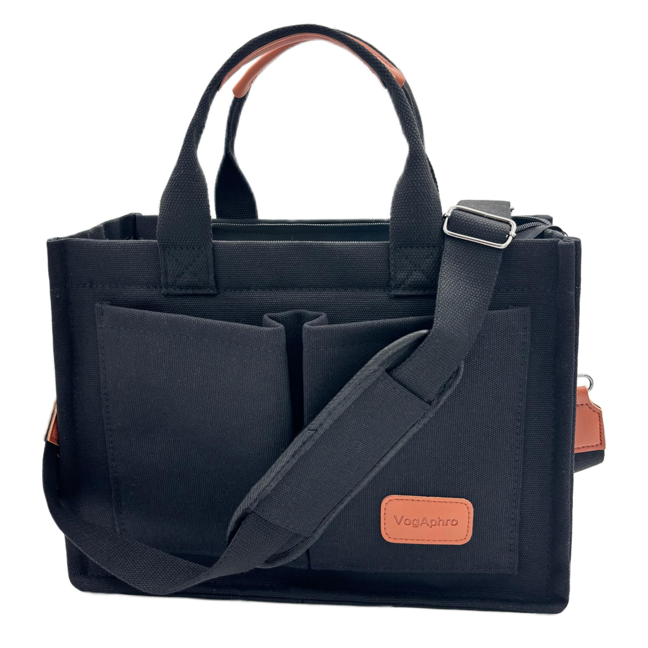 Stylish Large Canvas Tote Bag for Women - Spacious Work Bag with Multiple Pockets, Laptop Compartment & Crossbody Strap - Perfect for Office, Travel & Everyday Use