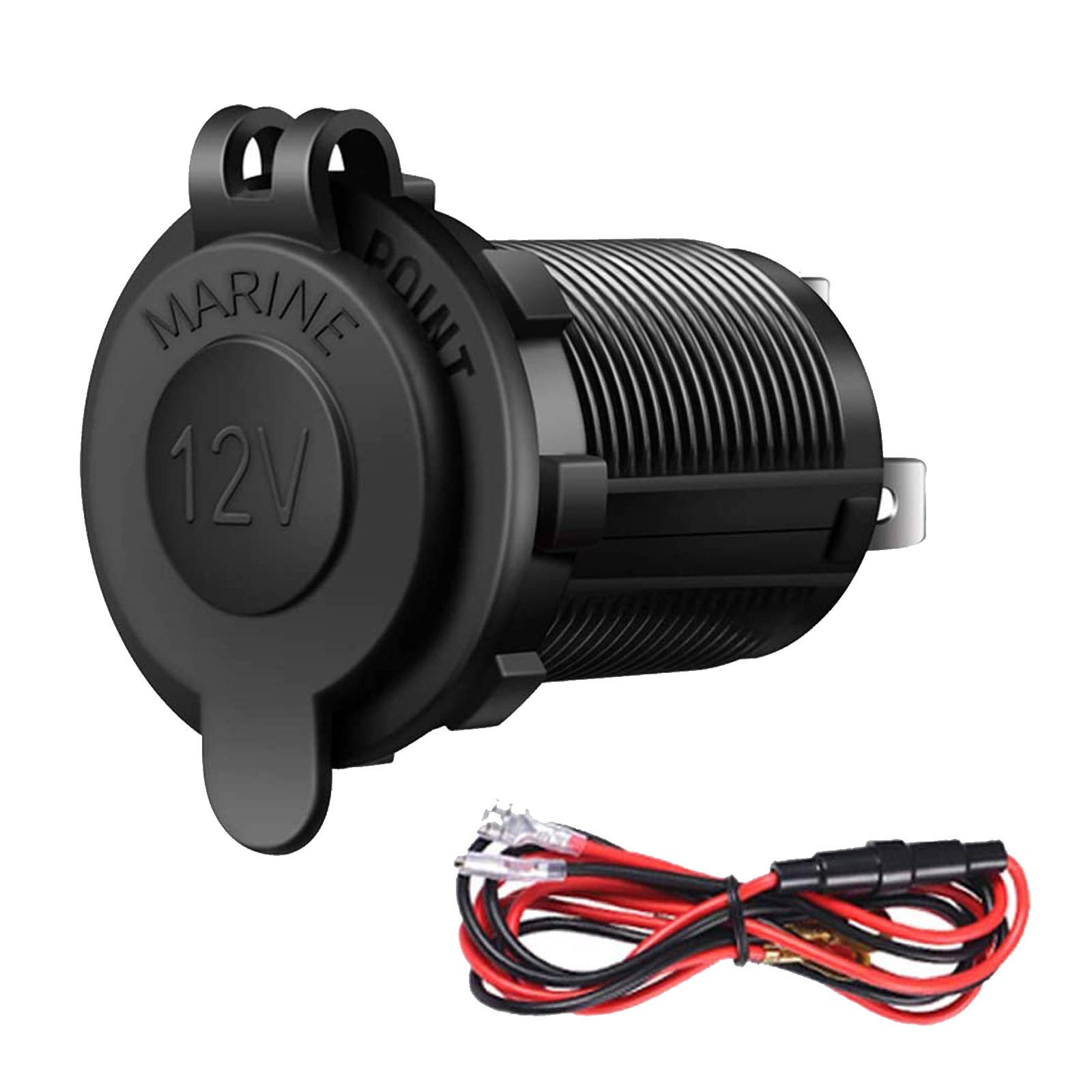 12V Waterproof Cigarette Lighter Socket - Universal Power Outlet for Car, Marine, Motorcycle, ATV & RV - Durable 12V Receptacle Plug by ZHSMS - Perfect for Road Trips, Boating & Outdoor Adventures