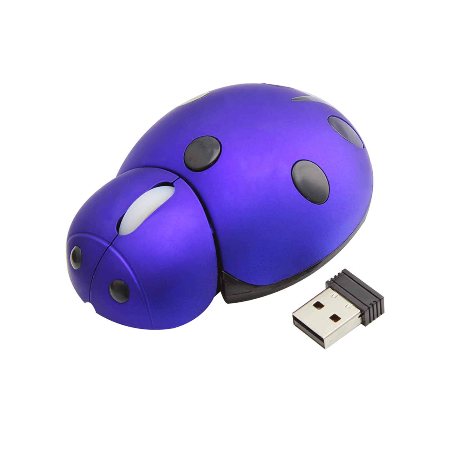 Cute YOCUNKER Mini Wireless Mouse - Ladybug Shaped Cordless Optical Mouse with USB Receiver for PC, Laptop, MacBook (Blue) | Portable & Ergonomic Design for Office, Travel, and Home Use
