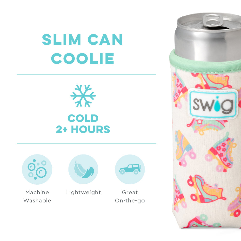 Roller Rink Slim Can Coolie - Insulated Neoprene Beverage Holder for 8oz & 12oz Cans - Perfect for Parties, BBQs, and Outdoor Events