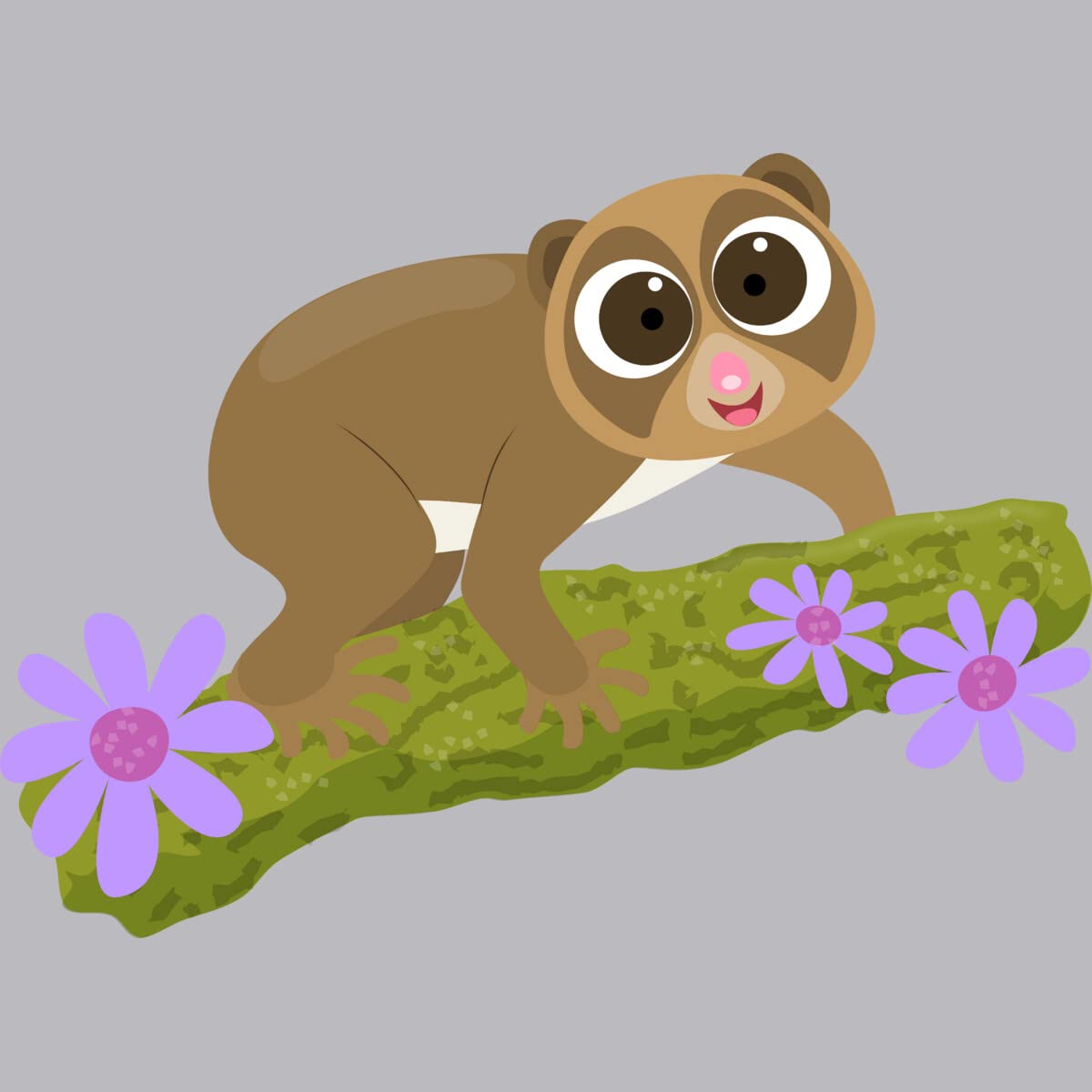 Design By Humans Men's Cute Happy Slow Loris on Branch Cartoon Graphic Tank Top - Funny Animal Print Tee for Casual Wear & Summer Outfits