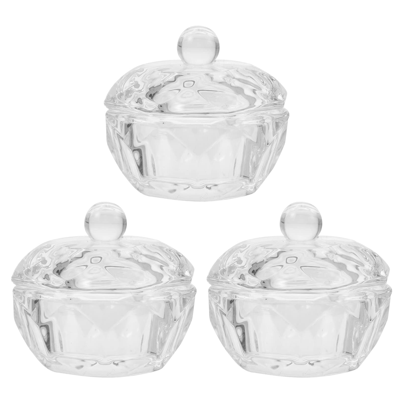 3PCS Nail Art Crystal Cup Set - Acrylic Powder Bowl & Liquid Dish for Manicure, Perfect for Nail Salon & DIY Nail Art at Home