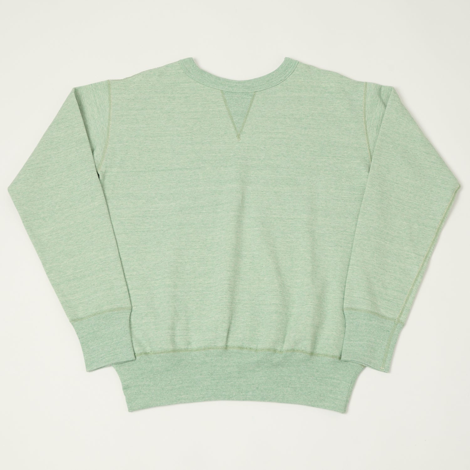 Vintage Denime Lot. 268 '88/12' 4-Needle Crew Neck Sweatshirt in Heather Green - Retro Japanese Streetwear for Men's Casual Outfits