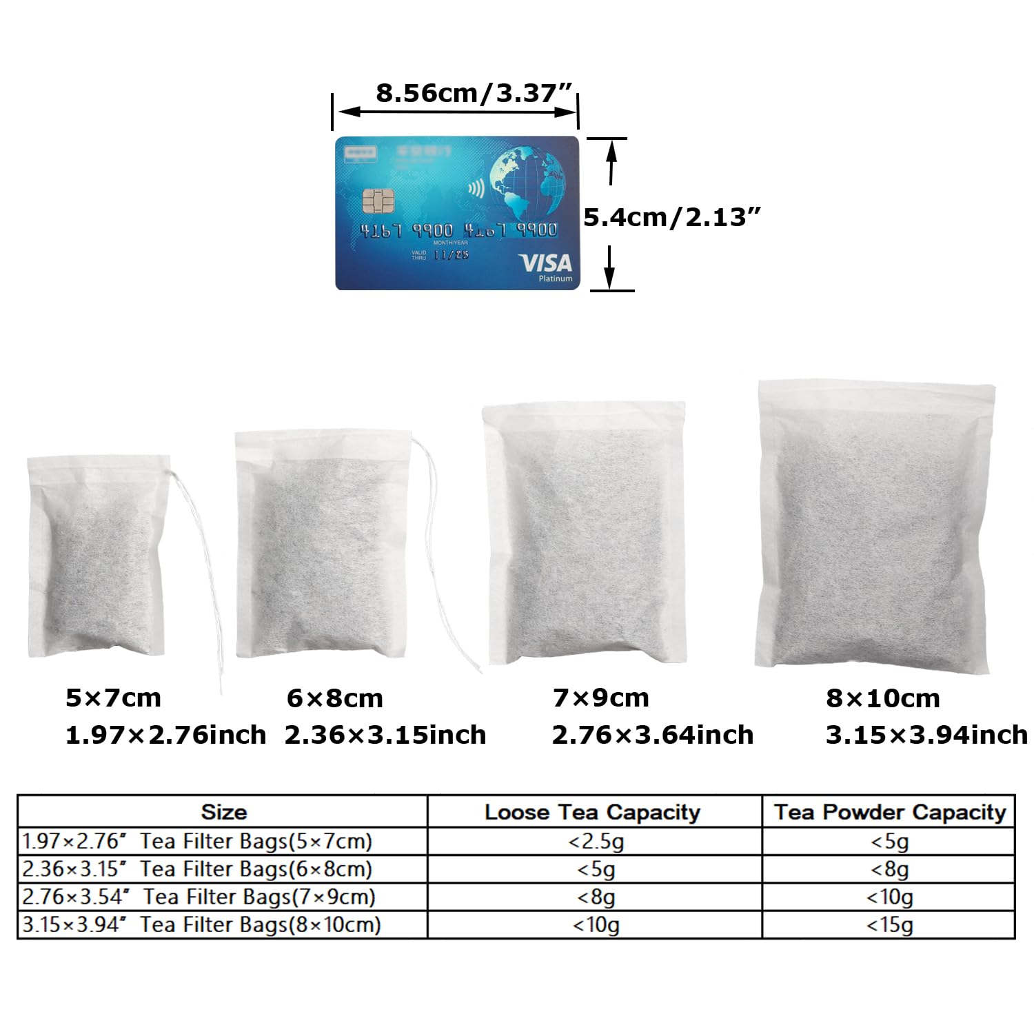 Eketirry 100pcs Unbleached Tea Filter Bags - Natural Wood Pulp Paper, Drawstring Disposable Tea Bags for Loose Leaf Tea (1.97x2.76 Inch, White) - Perfect for Home Brewing, Iced Tea & Herbal Infusions