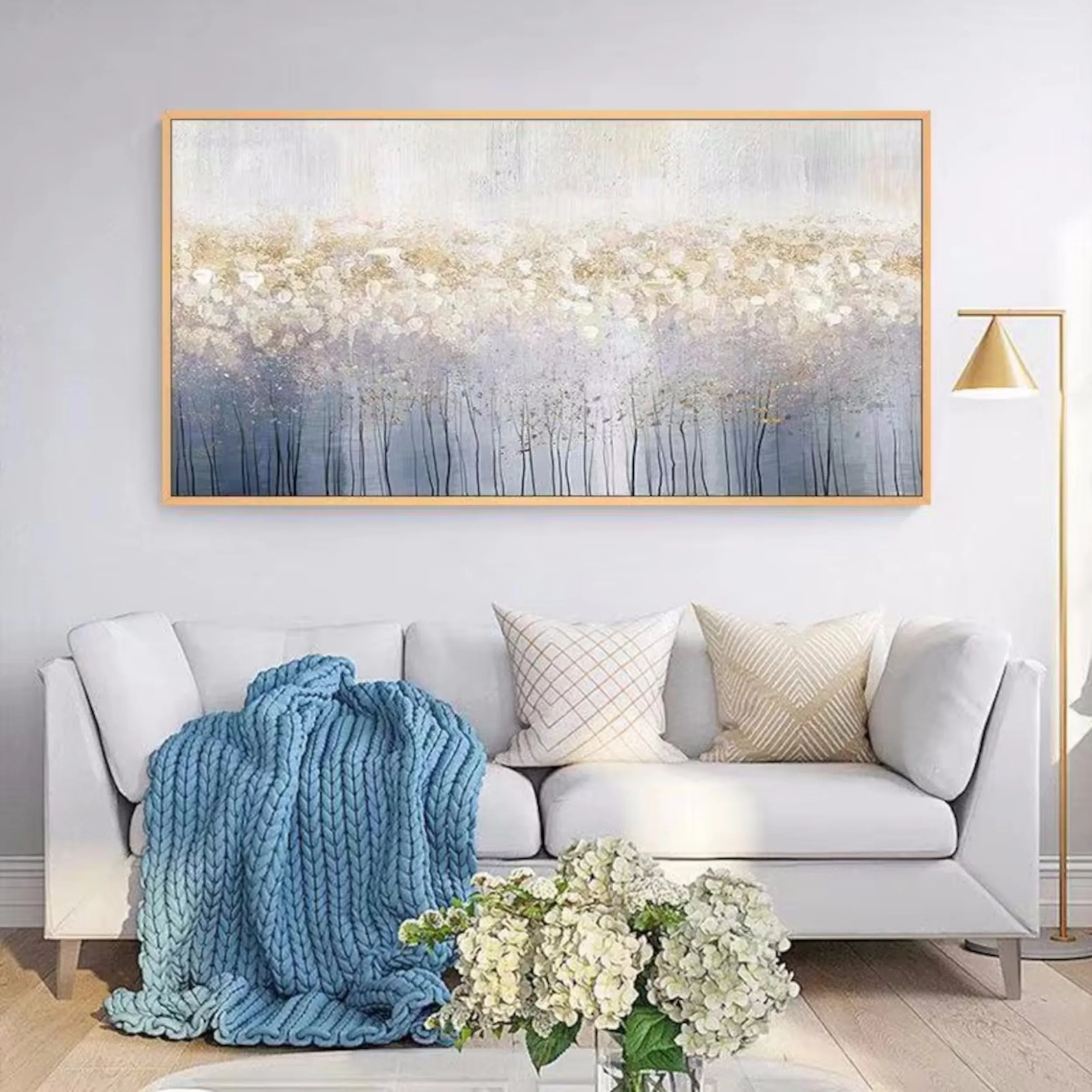 Flower and Tree Painting #FT074 - Handmade Canvas Art for Home Decor, Office Wall Art, Living Room & Bedroom Aesthetic