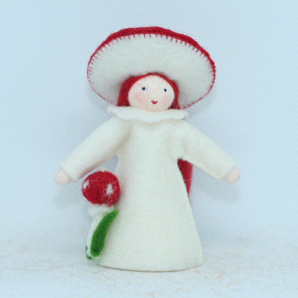 Handmade Toadstool Mother Fairy Waldorf Doll - Soft Felted Wool Toy for Kids, Waldorf & Montessori Play, Imaginative Storytelling & Nursery Decor