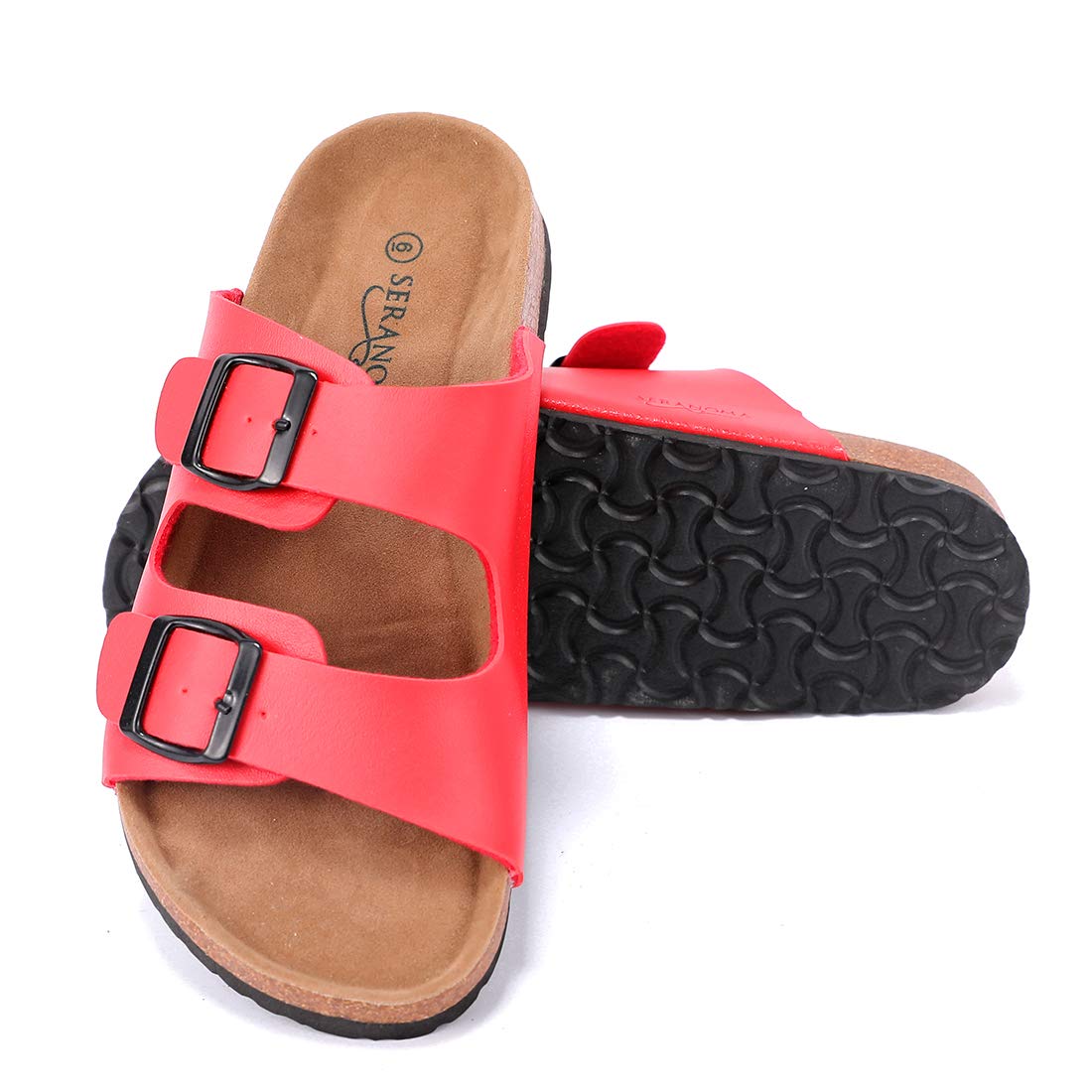 Seranoma Women's Slide Sandals - Comfortable Slip-On Cork Footbed with Adjustable Buckles - Non-Slip Platform Summer Sandals for Beach, Walking, Travel & Outdoor Activities