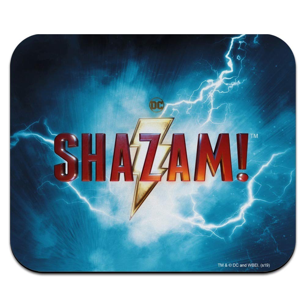 Shazam! Movie Logo Low Profile Thin Mouse Pad - Non-Slip Gaming & Office Desk Mat for PC, Laptop, Workstation - Perfect Gift for DC Fans & Gamers