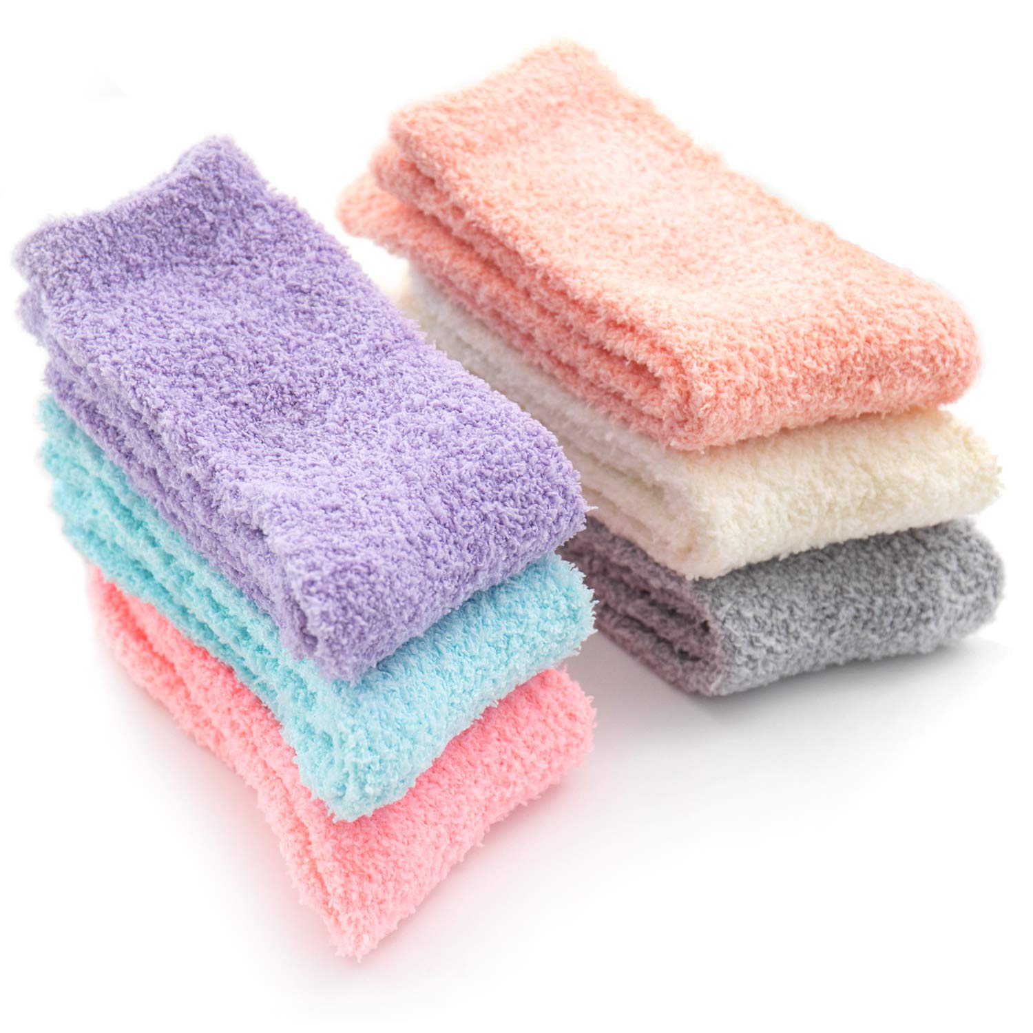 Women's Fuzzy Warm Winter Socks - 5/6 Pairs Soft Fluffy Plush Cozy Thick Socks for Christmas & Cold Weather - Perfect for Lounging, Gifts & Holiday Comfort