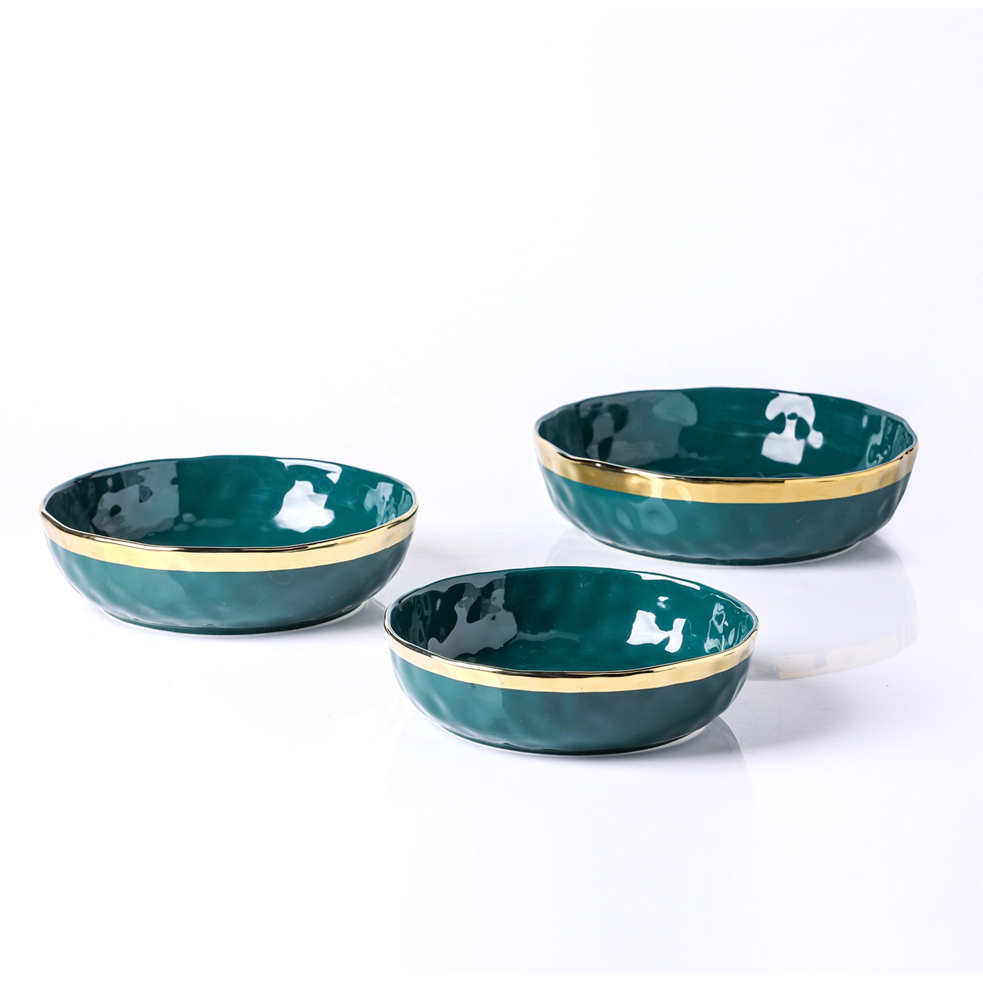 Premium Florian Porcelain Dinnerware Set - 6-Piece Green Serving Bowls for Soup, Salad & Dessert | Elegant Tableware for Home Dining & Entertaining