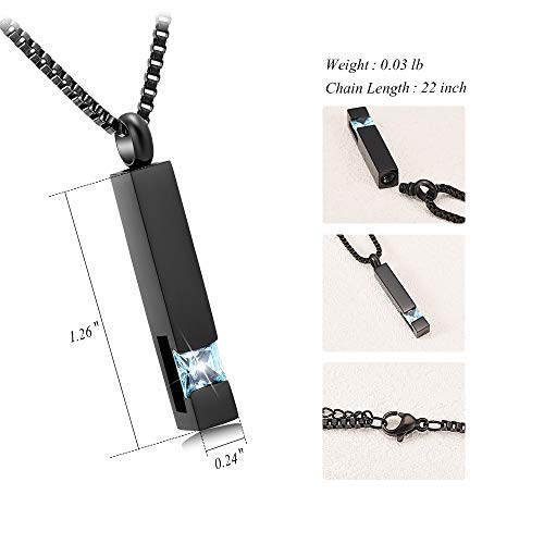 **Crystal Bar Cremation Urn Jewelry – Birthstone Memorial Necklace for Ashes | Keepsake Pendant for Women & Men | Funeral, Remembrance & Everyday Wear**