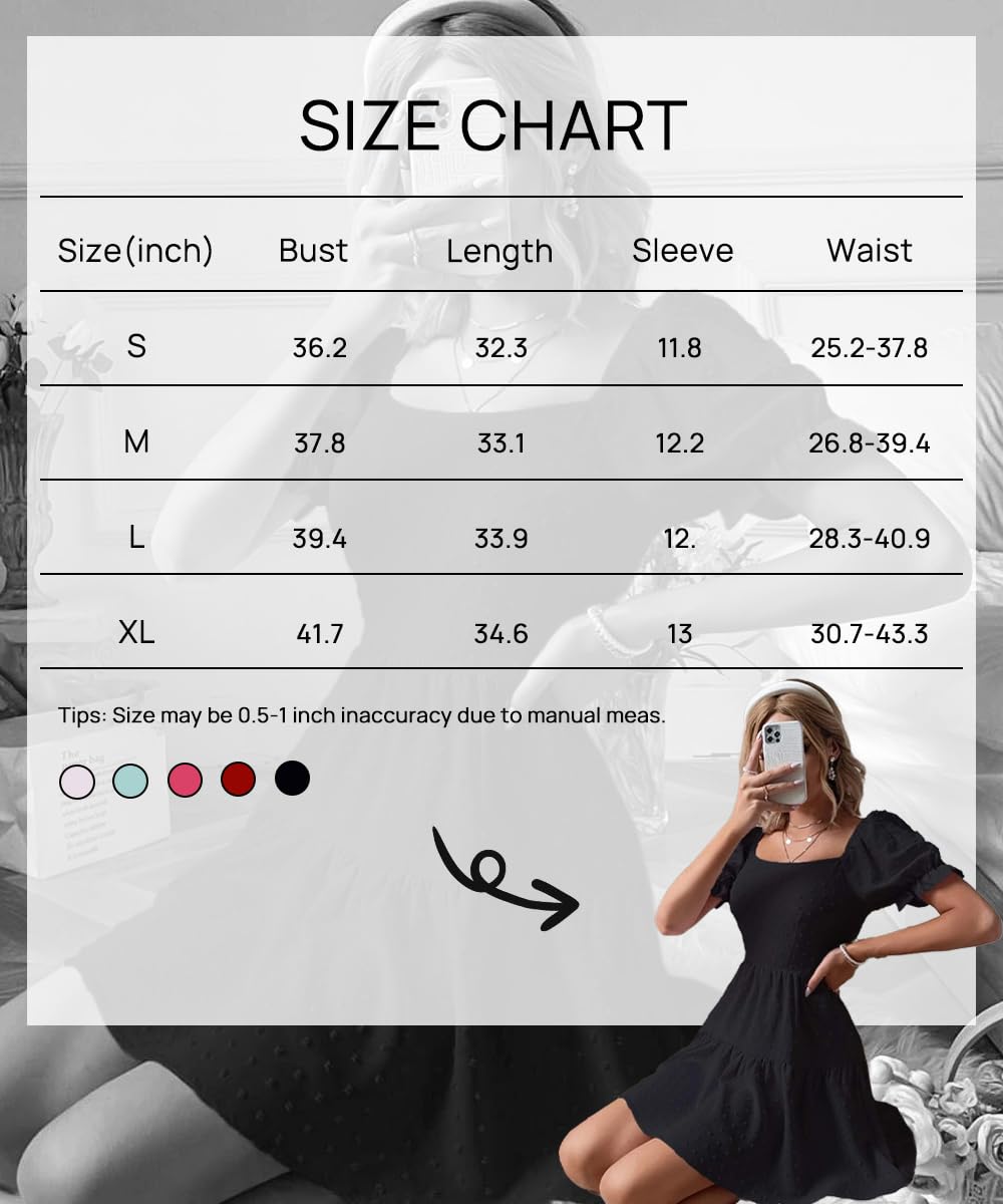 Narecte Women's Summer Dresses 2025 - Backless Tie Swiss Dot Mini Dress with Ruffle Hem | Flowy Casual Sundress for Beach, Vacation & Date Night