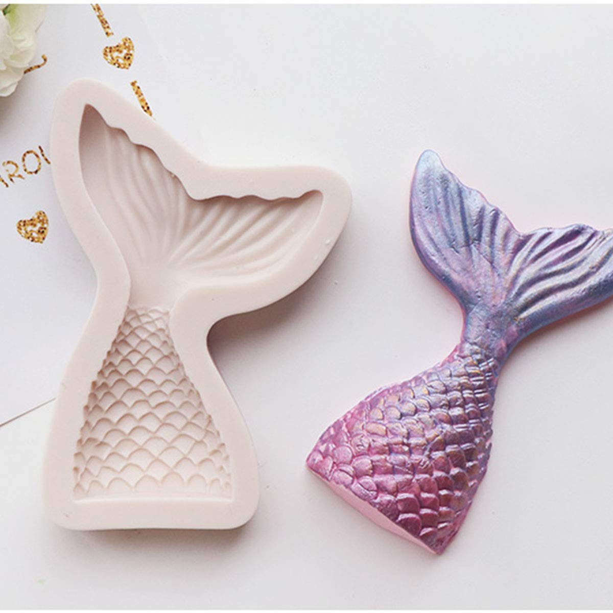 LGEGE 3-Piece Silicone Mermaid Tail Mold Set - Shell & Hippocampus Chocolate Candy Molds for Cake Decorating, Soap Making, Jelly, Clay & DIY Crafts - Perfect for Birthday Parties, Ocean-Themed Desserts & Gift Making