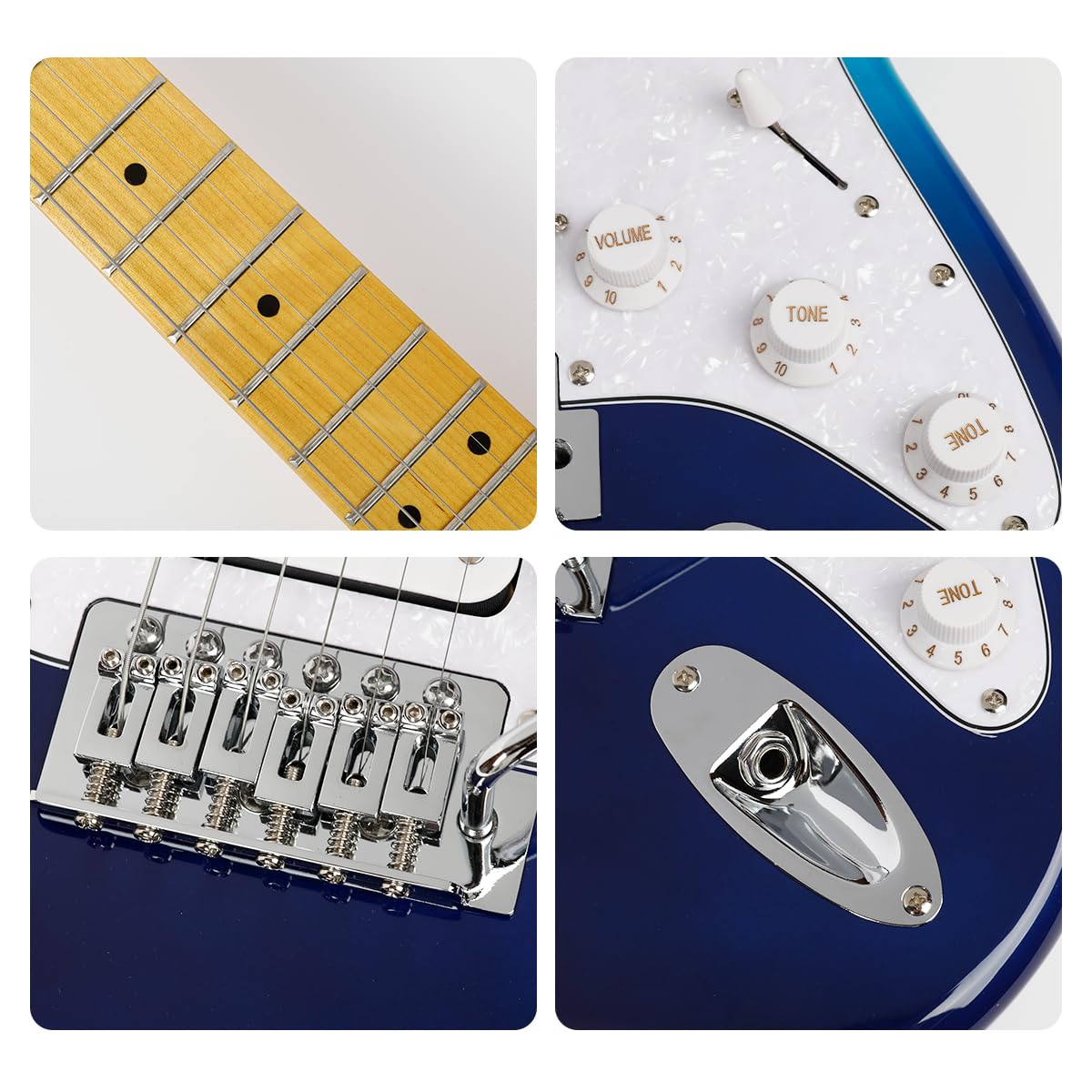 **39 Inch Full Size Solid Body Electric Guitar for Beginners - Bullfighter ST SSH Series with Beginner Kit (Gradient Blue) | Perfect for Rock, Blues & Practice Sessions**