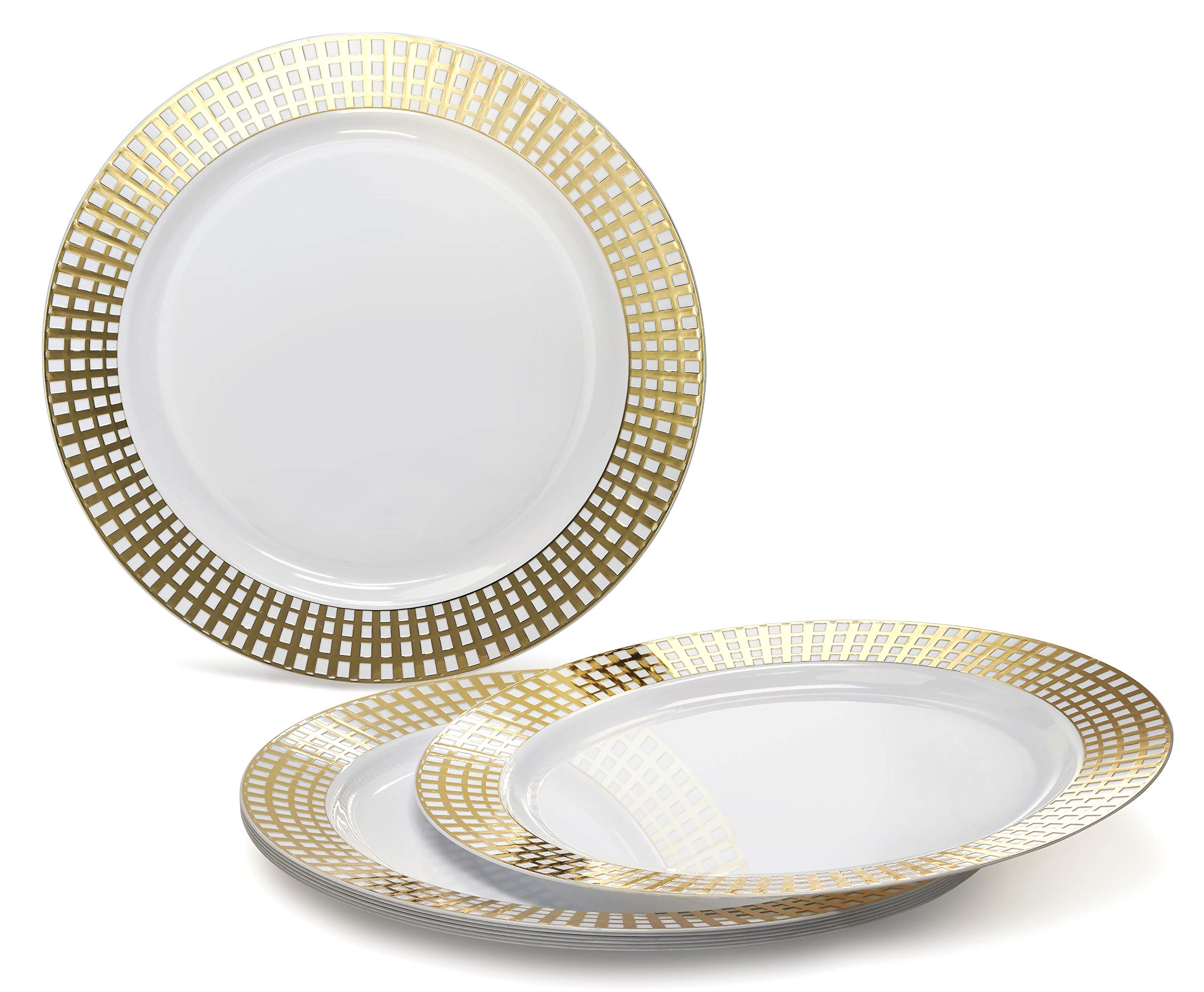 240-Pack OCCASIONS Disposable Plastic Plates - 7.5'' Appetizer/Dessert Plates for Weddings, Parties & Events | Elegant White & Gold Princess Design | Perfect for Catering, Birthday Celebrations & Holiday Gatherings