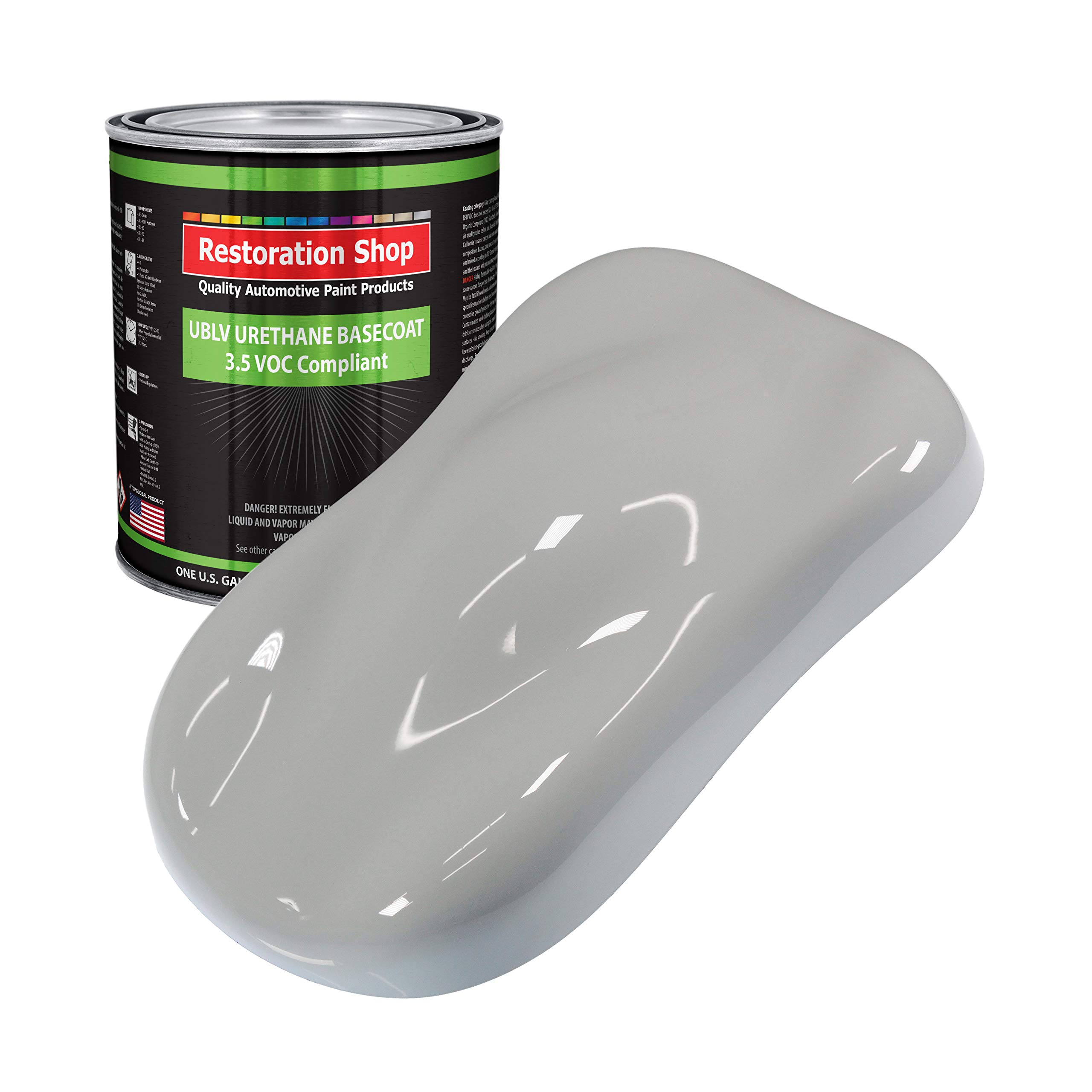 Restoration Shop - Mesa Gray Low VOC Urethane Basecoat Auto Paint (1 Gallon) - Professional High Gloss Automotive Refinish Coating for Cars & Trucks - Ideal for Vehicle Restoration, Touch-Ups & Custom Paint Jobs