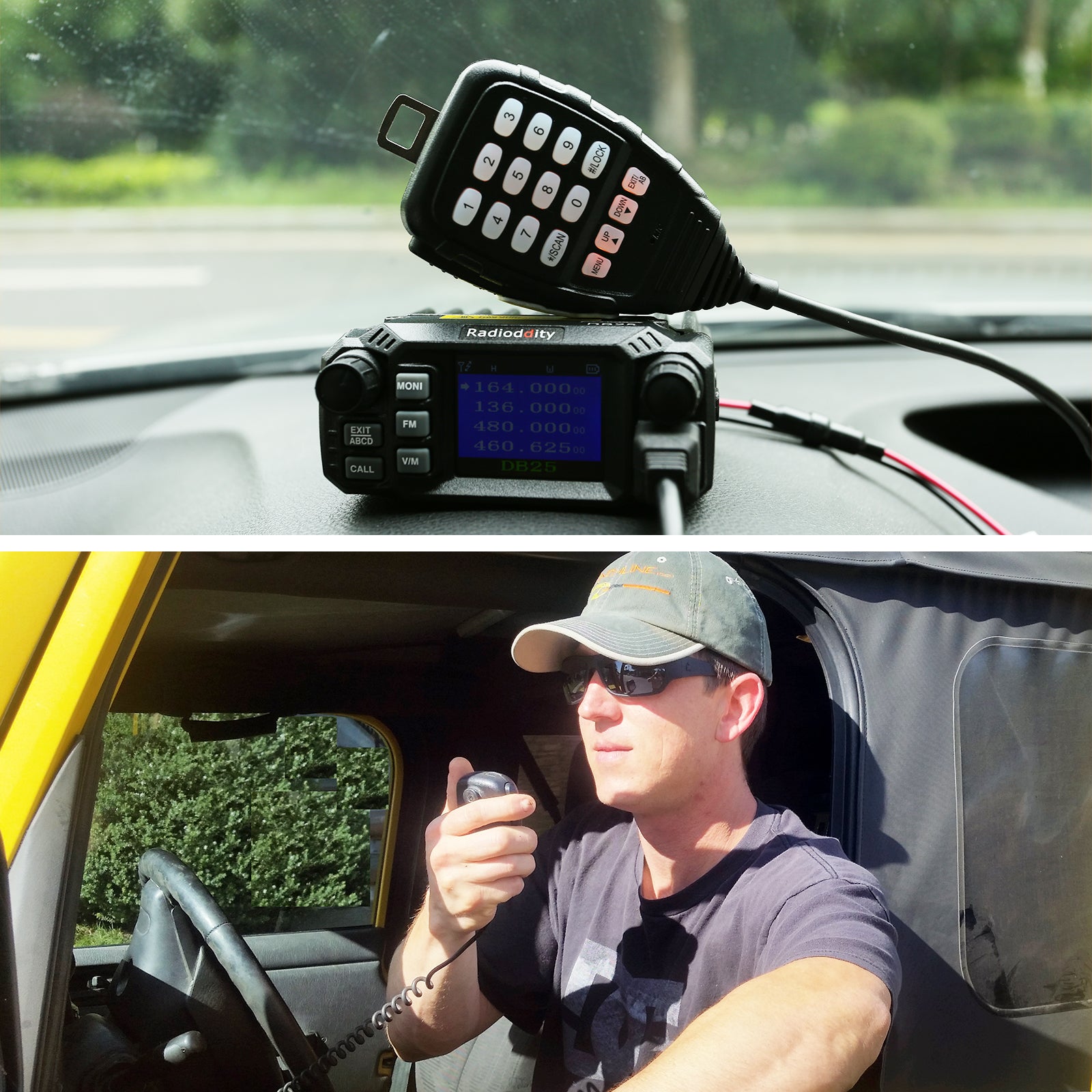 DB25 Pro Dual Band Quad Standby Mini Mobile Radio with 50W High Power Antenna & Cable - Perfect for Emergency Communication, Ham Radio & Off-Road Adventures