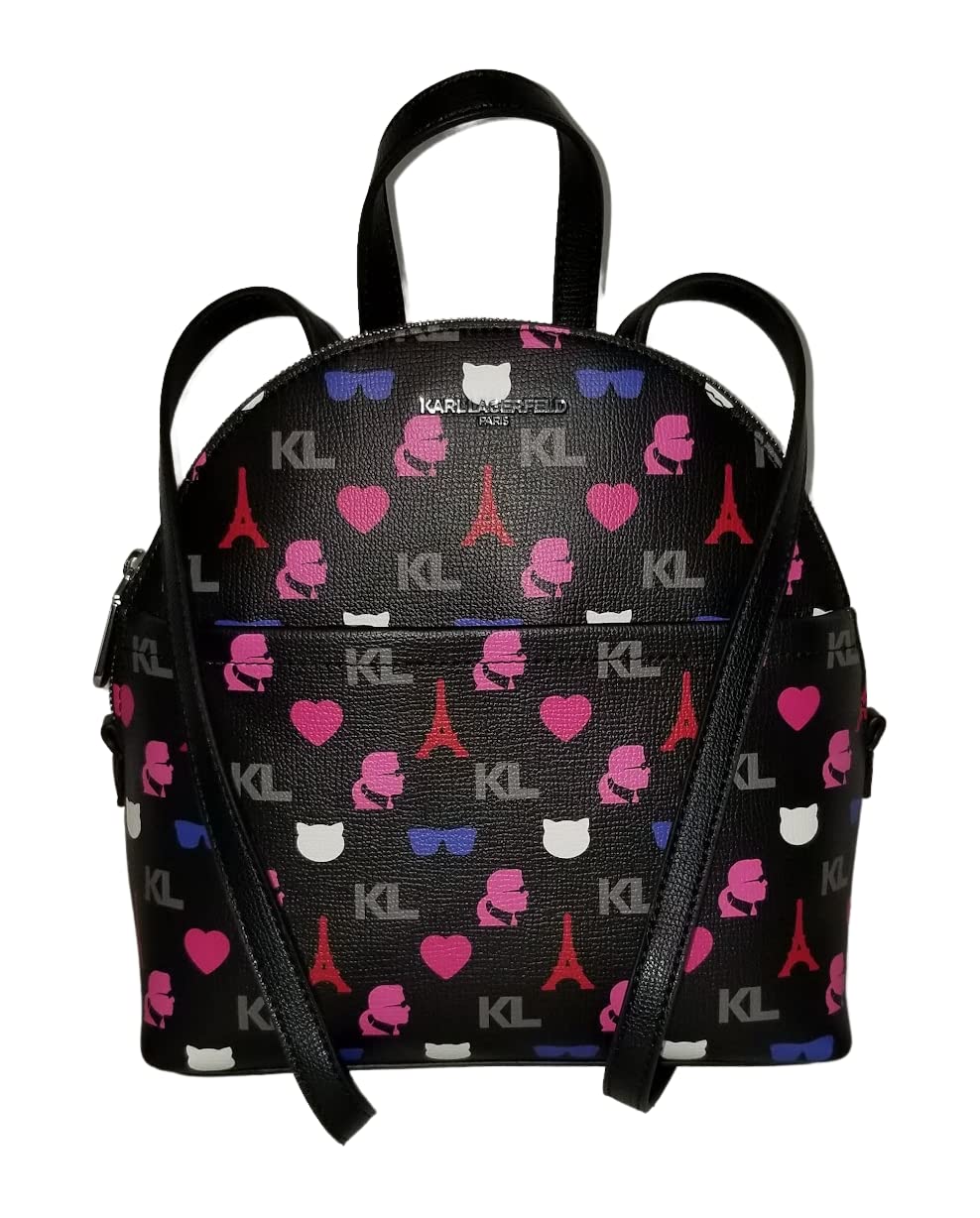Karl Lagerfeld Paris Maybelle Backpack for Women - Stylish Black & Pink Multi-Color Designer Handbag | Perfect for Work, Travel & Everyday Use