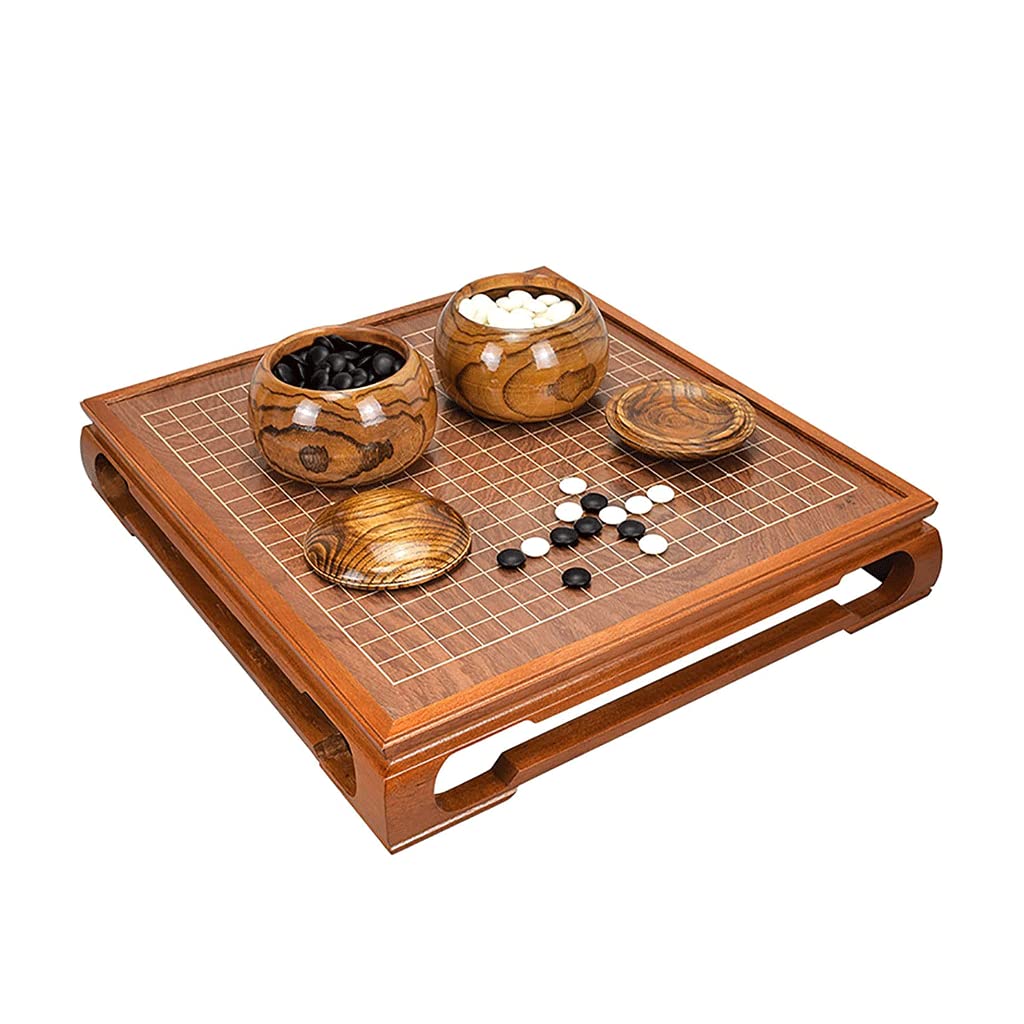 Premium Bamboo Reversible Go/Weiqi Game Set - 19x19 Board with Melamine Stones & Bamboo Bowls - Classic Strategy Board Game for Adults & Kids - Perfect for Home, Office, or Travel Entertainment