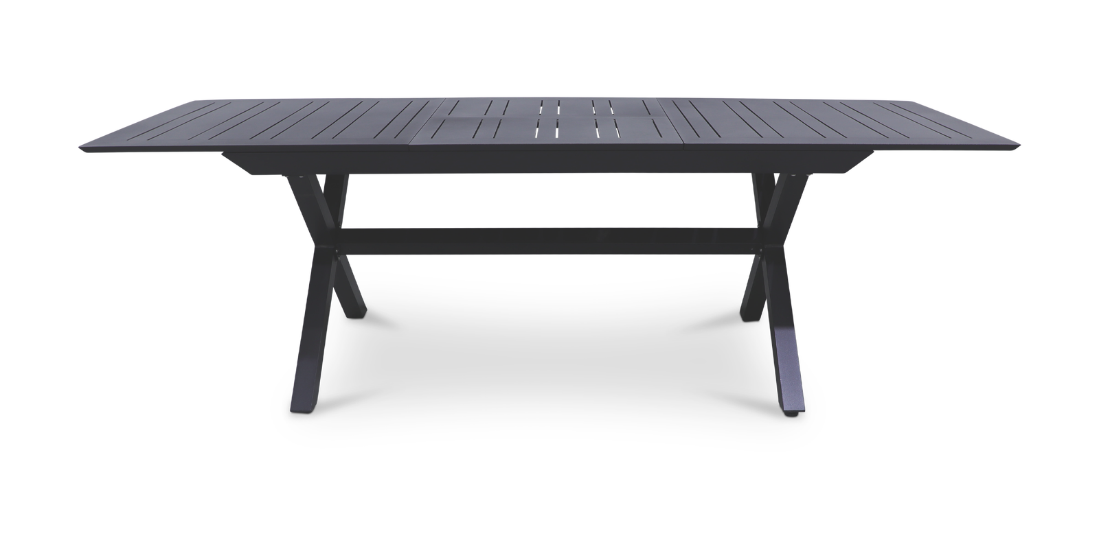 Gunmetal Caribbean Outdoor Extension Table with Aluminum Chairs - Perfect for Patio, Garden & Poolside Dining