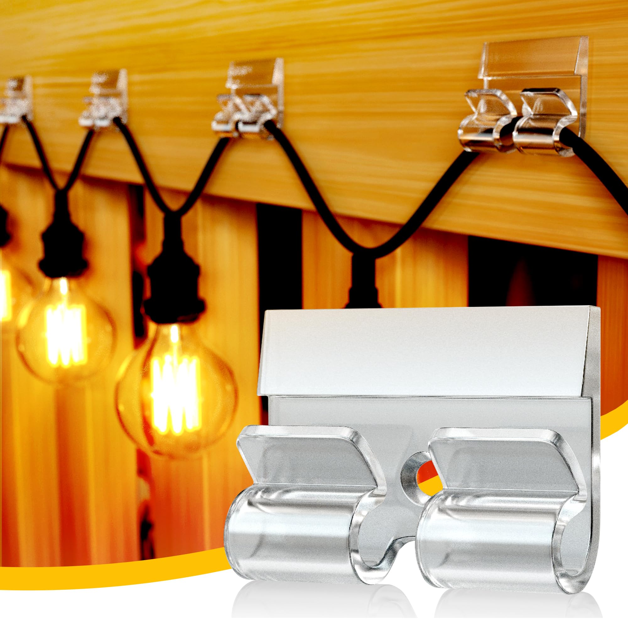30Pcs Heavy Duty Outdoor String Light Hooks with Waterproof Adhesive - Christmas Halloween Decoration Clips for Patio, Garden & Backyard Lighting