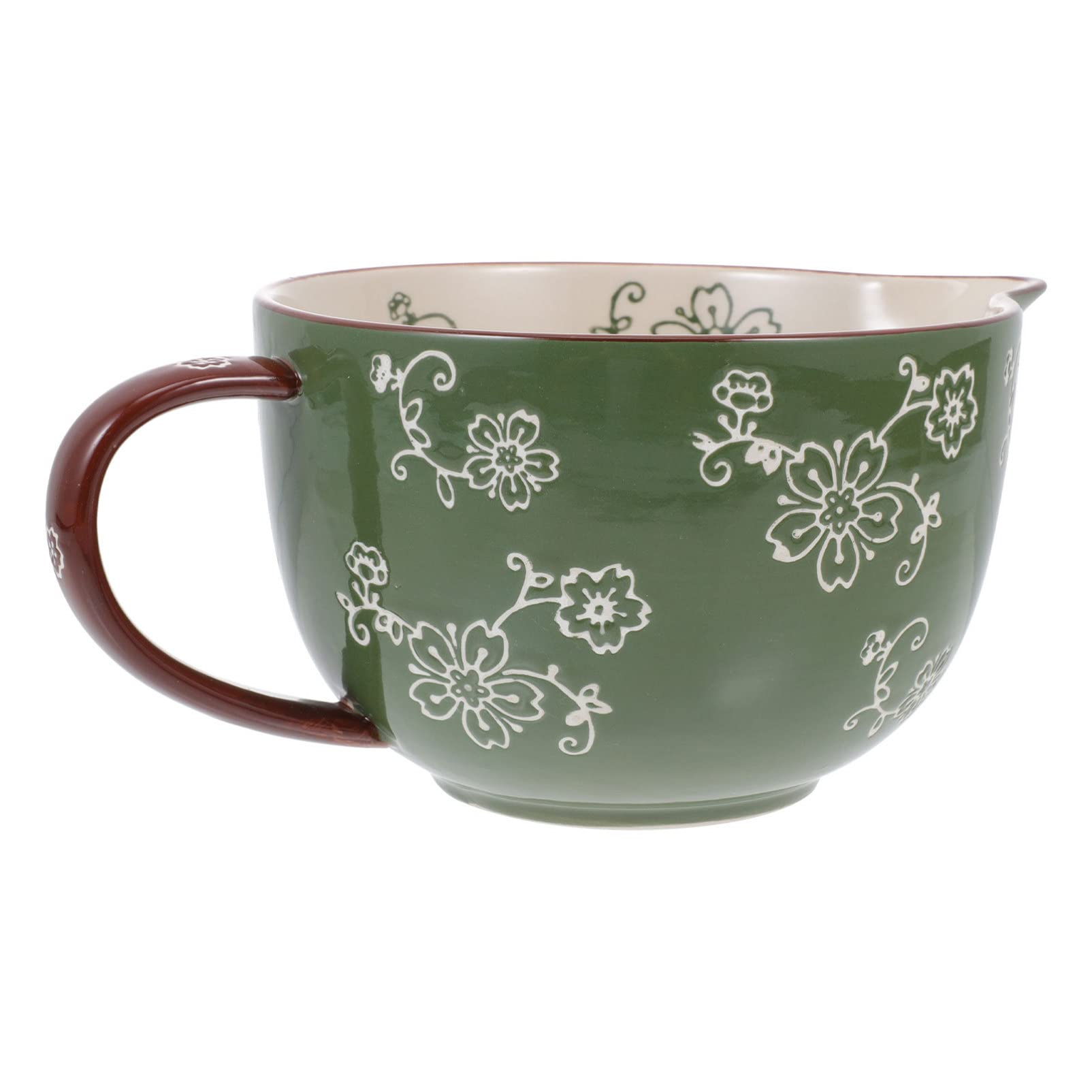 HEMOTON Ceramic Mixing Bowls Set - 3 Piece Flower Print Nesting Bowls for Mixing, Serving, Baking | Perfect for Salad, Snacks, Candy, Fruit, Popcorn, Eggs | Dishwasher & Microwave Safe Kitchen Essentials