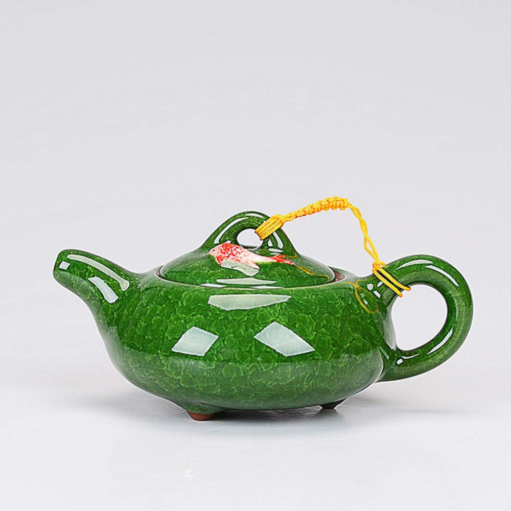 Premium 120cc Ceramic Tea Set with Ice Crack Texture & Comfortable Handle - Black Tea, Puer, Kung Fu Brewing Accessories for Home & Office Use
