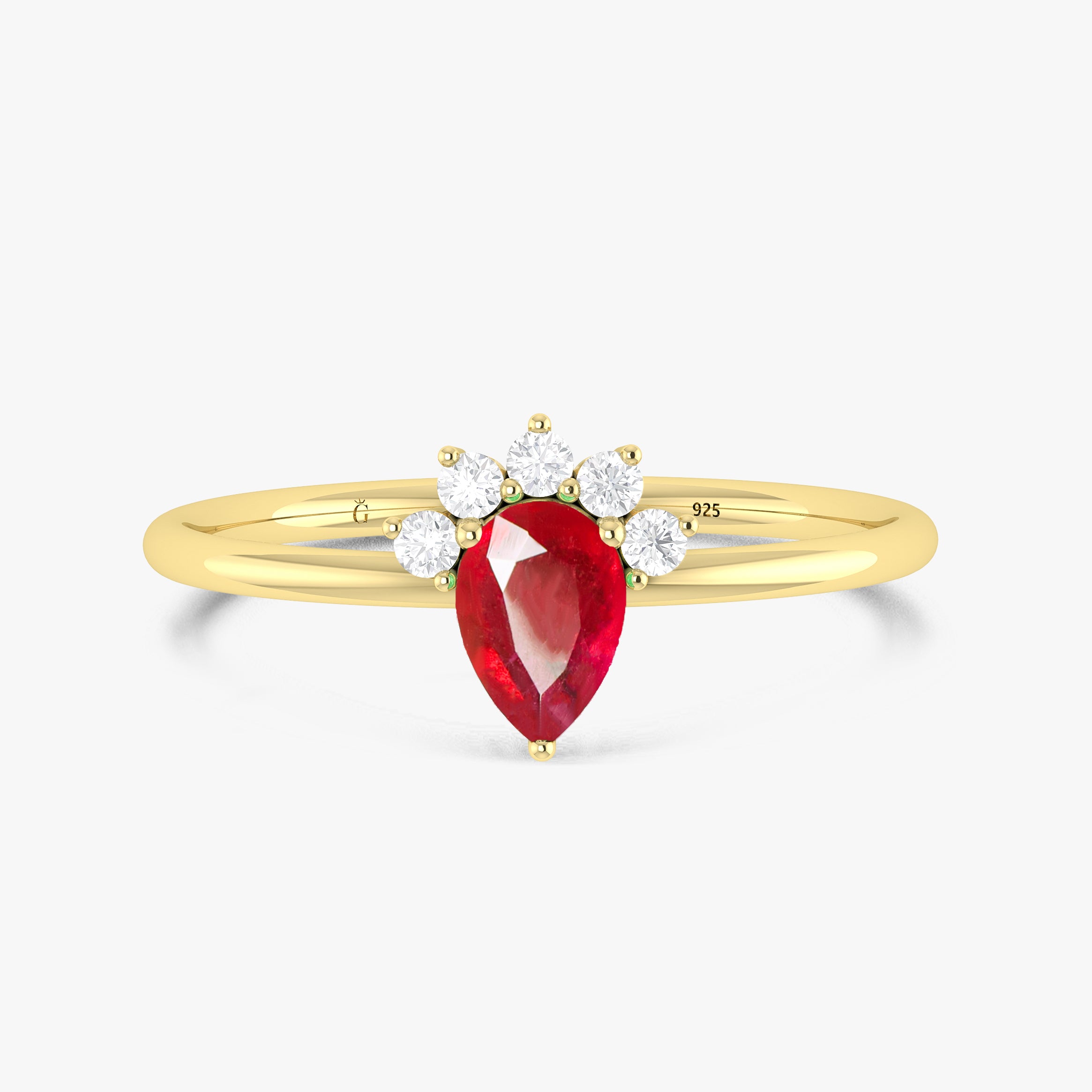 Authentic Red Ruby Pear Gemstone Ring for Women - Elegant Jewelry Gift for Engagement, Wedding & Special Occasions