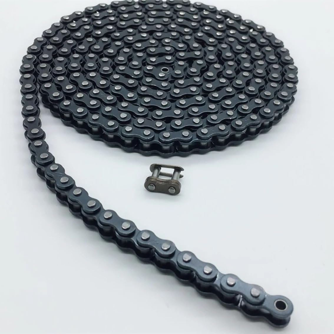 1Pcs 04B-1 Carbon Steel Roller Chain with Connector - 6mm Pitch, Half/Full Buckle Industrial Roller Chain by DOLUNTO (1.5M Length) - Perfect for Conveyor Systems, Machinery, and Industrial Equipment