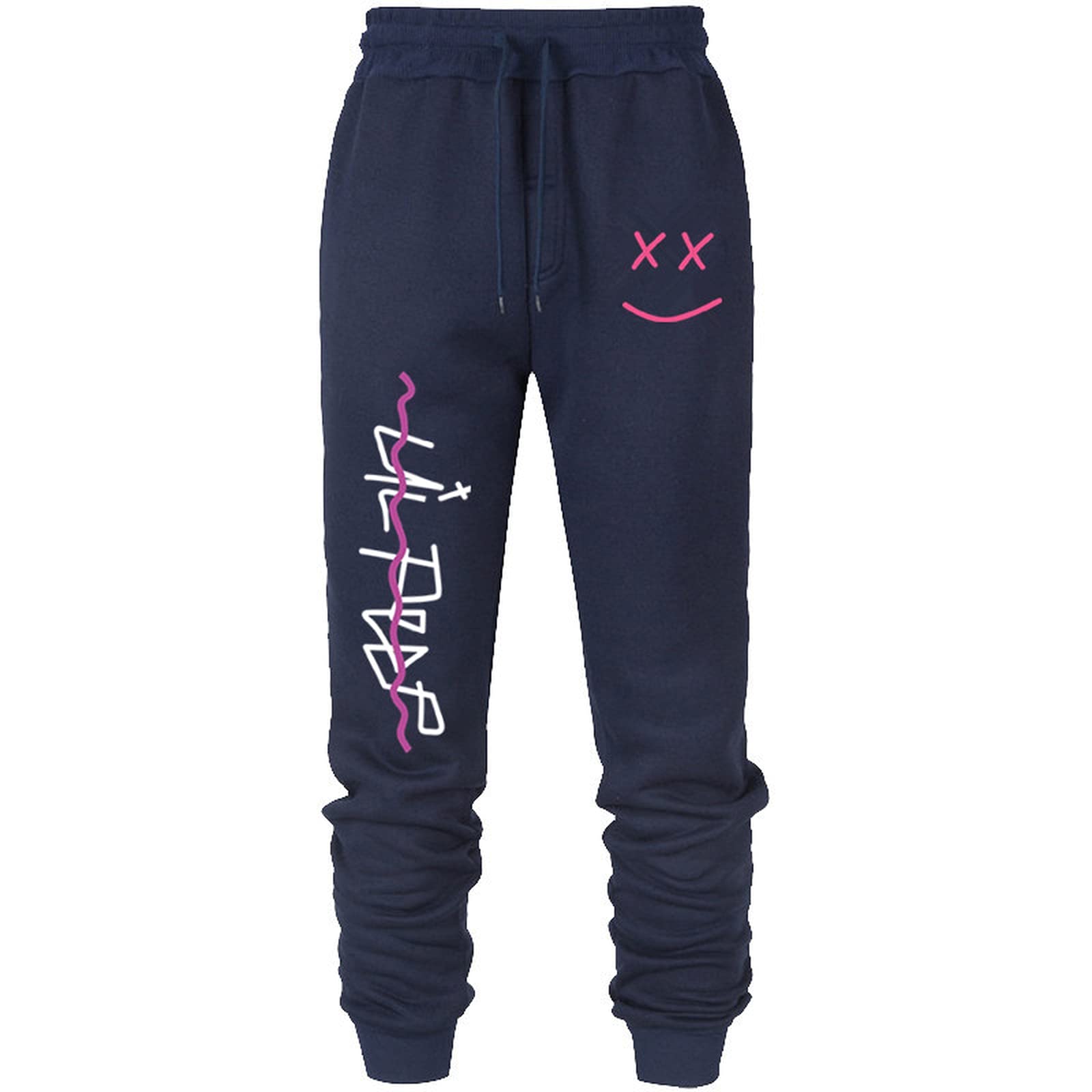 Lil Peep Men's Casual Jogger Pants - Solid Color Sweatpants for Fitness & Sports | Comfortable Workout Trousers for Spring & Fall | Navy Blue | Perfect for Gym, Running, and Everyday Wear