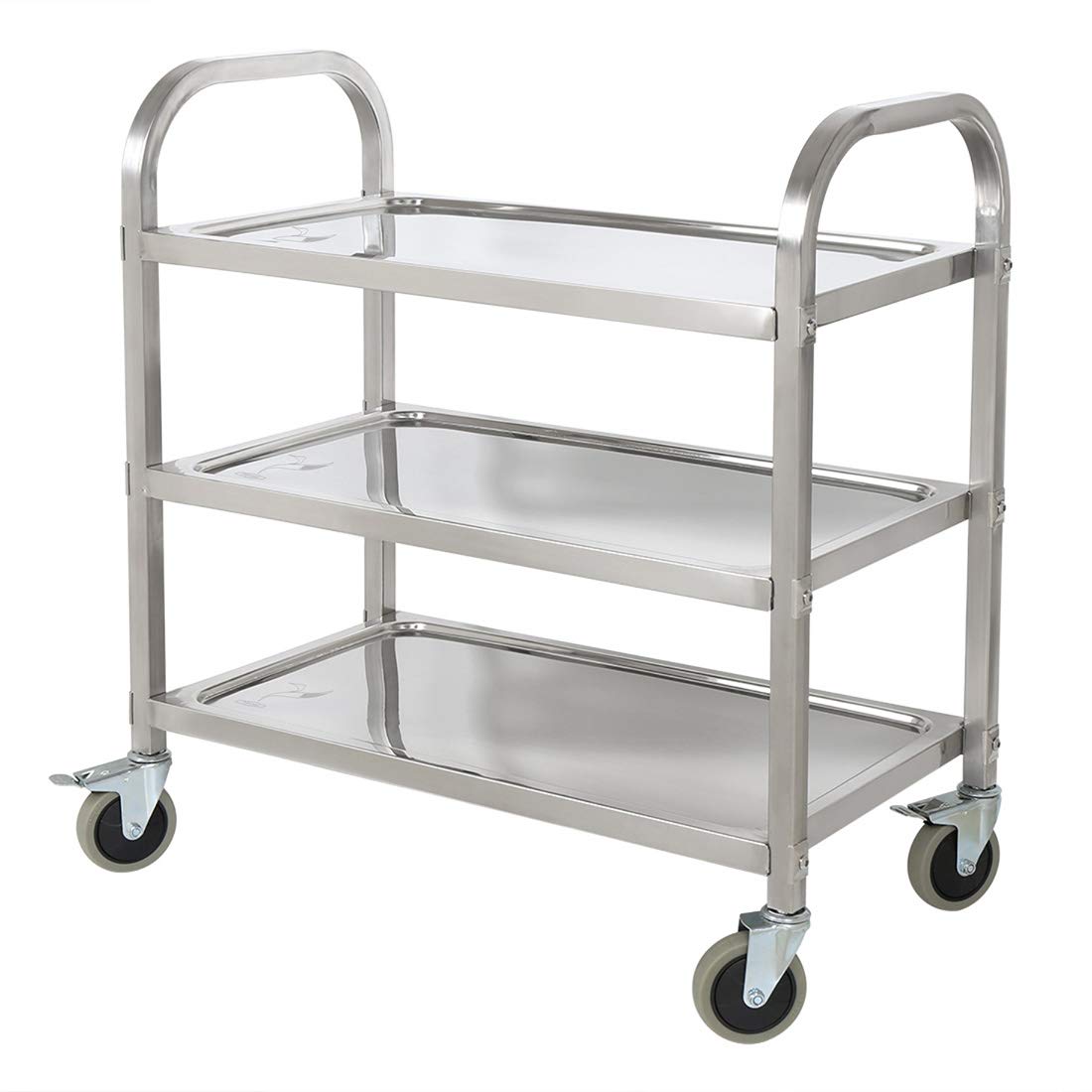 Stainless Steel 3-Tier Kitchen Utility Cart with Wheels - 75 x 40 x 83.5CM Rolling Service Trolley for Home, Restaurant & Commercial Use - Perfect for Food Prep, Storage & Mobile Serving