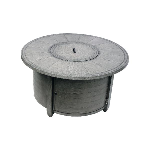 Round Aluminum Fire Pit - Rustic Faux Wood Design for Outdoor Patio, Backyard, and Camping - Durable & Weather-Resistant