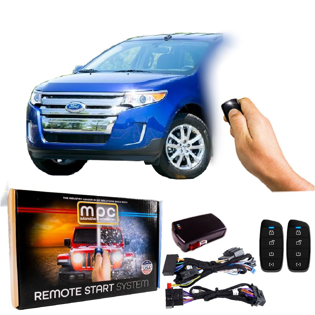 **MPC 4-Button Remote Starter for 2011-2014 Ford Edge – T-Harness Included – 2 Extended Range Remotes (3,000 ft Range) – Preloaded Firmware – US Tech Support – Perfect for Cold Weather & Keyless Entry**