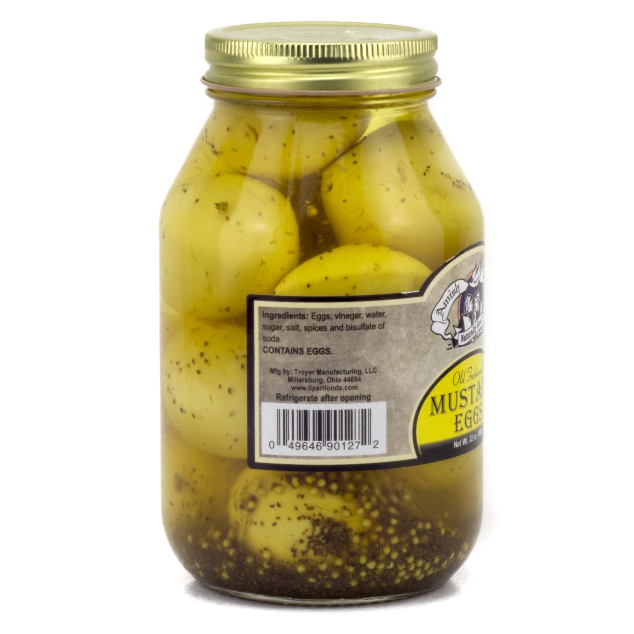 Amish Pickled Mustard Eggs 32oz (2-Pack) - Perfect for Picnics & Snacks