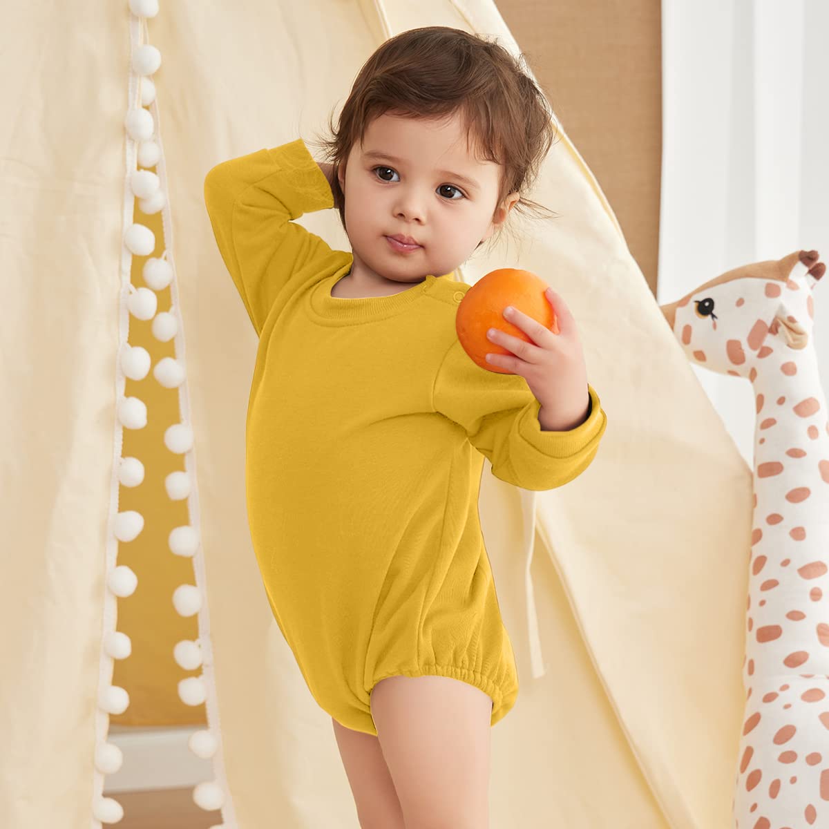 OPAWO Baby Sweatshirt Romper Onesie - Newborn Unisex Bubble Romper Outfit | Infant Crewneck Bodysuit | Soft Cotton Baby Clothes for Boys & Girls | Perfect for Playdates, Photoshoots & Everyday Wear