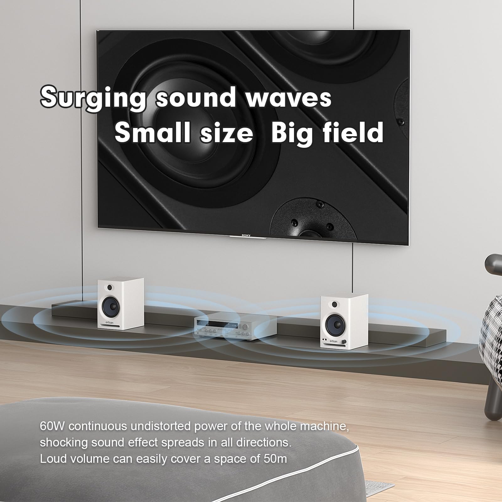 Ortizan C7 Studio Monitors - Bluetooth 5.3 Wireless Speakers for Music Production & Gaming (White Pair) - Perfect for Home Studios & PC Setups