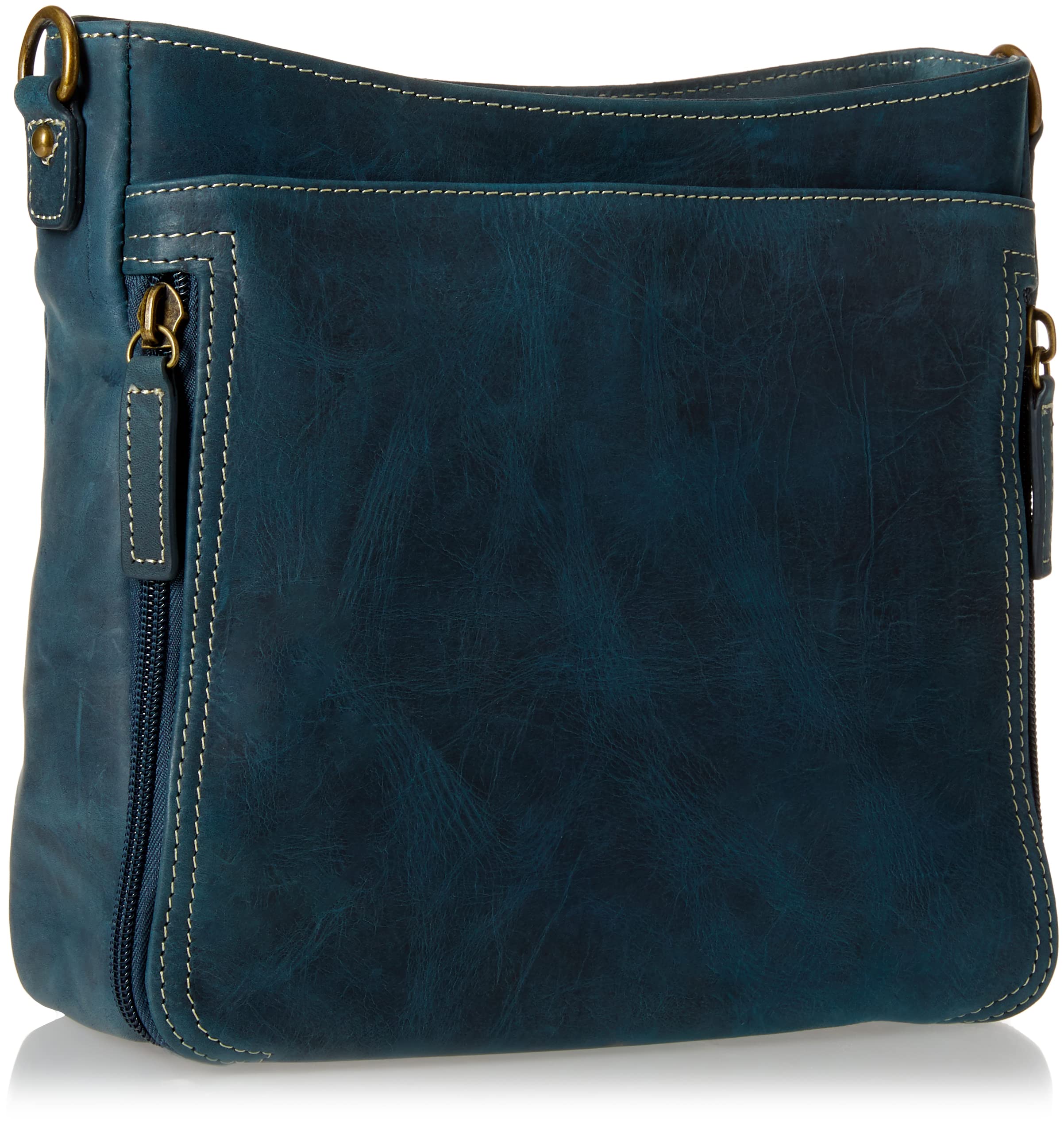 Gun Tote'n Mamas Women's Concealed Carry Crossbody Bag - Distressed Buffalo Leather Organizer (Blue, Medium) | Perfect for Everyday Carry, Travel & Outdoor Activities