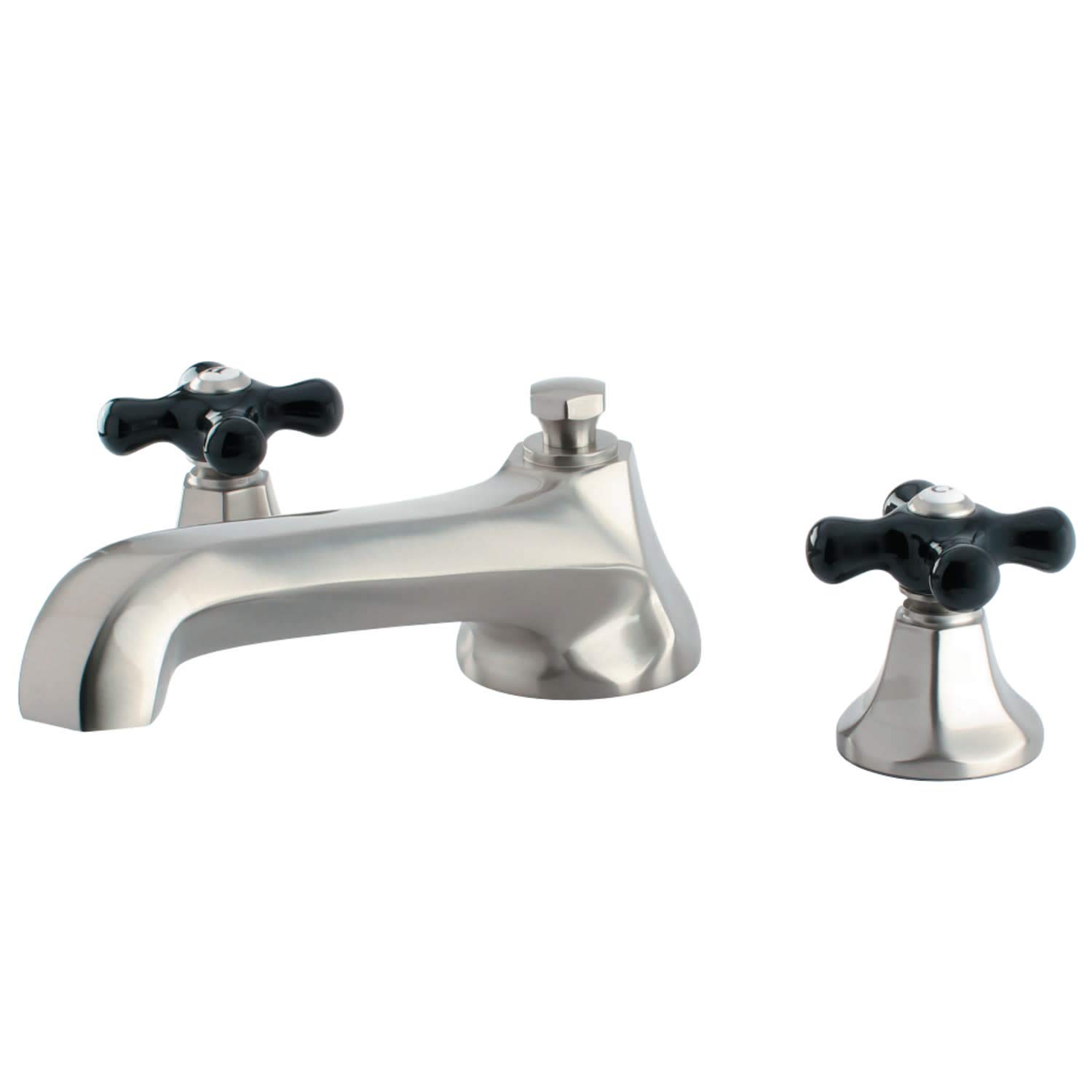 Kingston Brass KS4308PKX Brushed Nickel Roman Tub Filler with Cross Handle - Luxury Bathroom Faucet for Freestanding & Clawfoot Tubs | Perfect for Spa, Master Bath & Vintage Style Decor
