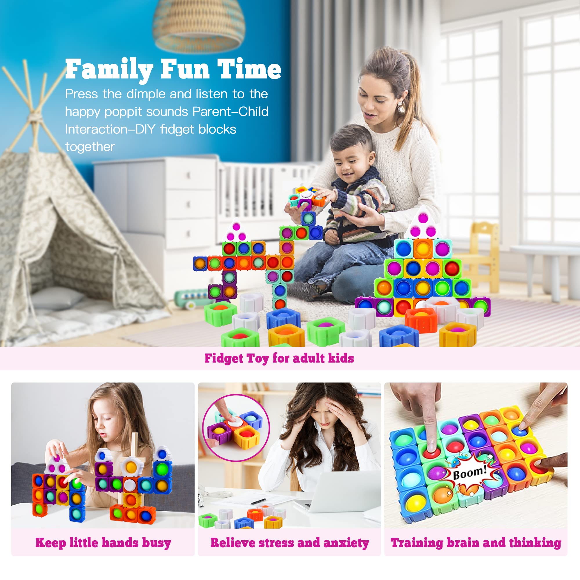 Popit Fidget Toys 39PCS - Sensory Stress Relief for Kids & Adults, Autism Friendly, Perfect for Home & Classroom Use