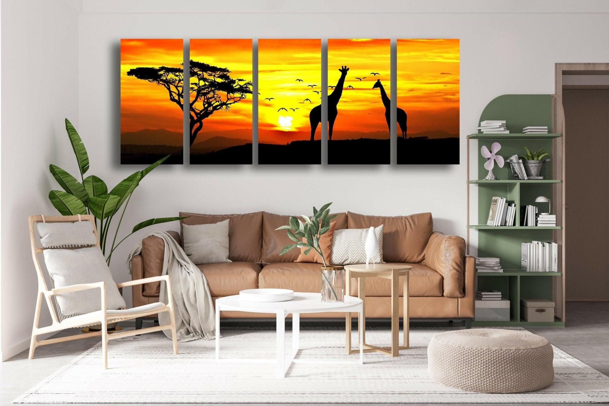 African Sunset Postcard Glass Wall Art - Stunning Handmade Home Decor for Living Room, Bedroom & Office - Perfect Gift for Nature Lovers