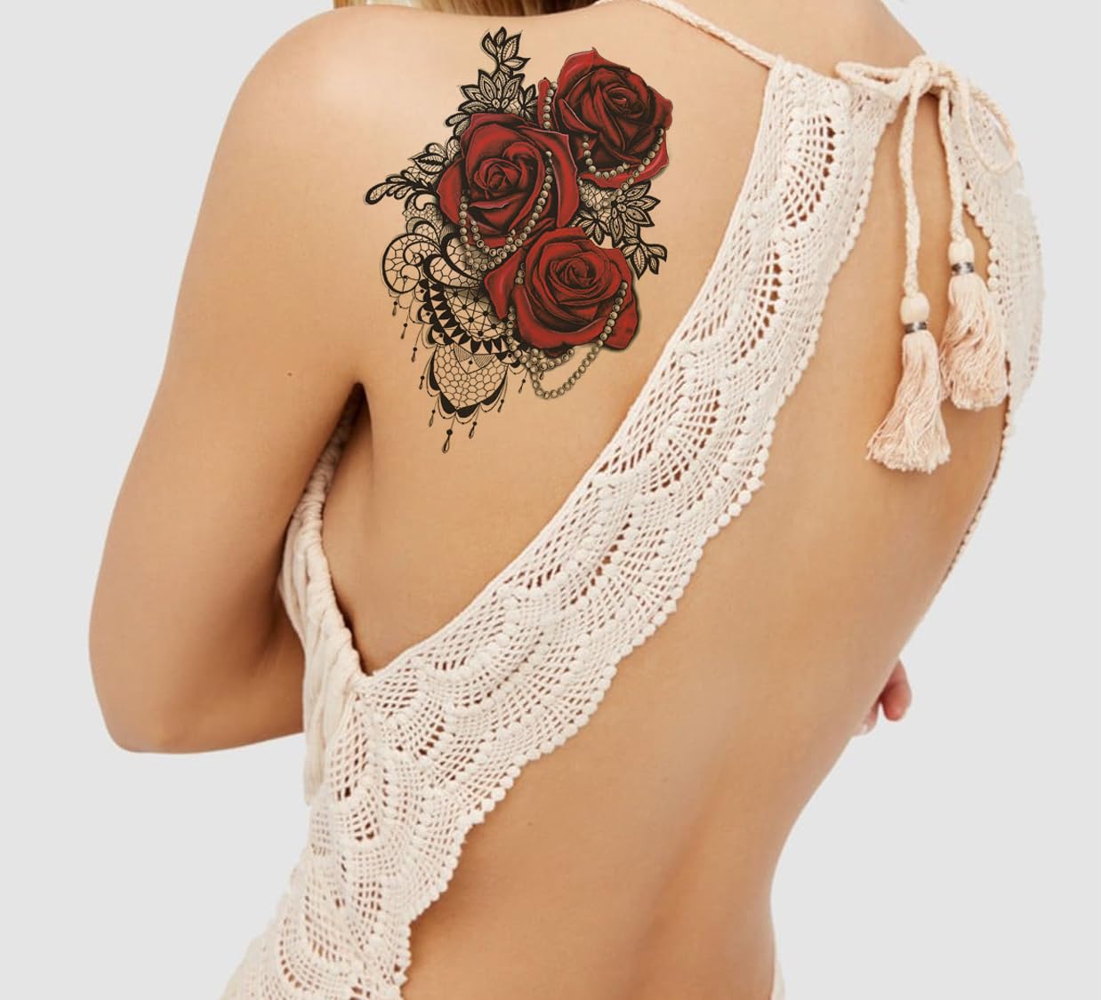 3D Temporary Tattoo Stickers for Men & Women - Waterproof Fake Tattoos with Flowers, Butterflies, Stars & Angel Designs (21x15cm) - Perfect for Parties, Halloween, Cosplay & Body Art