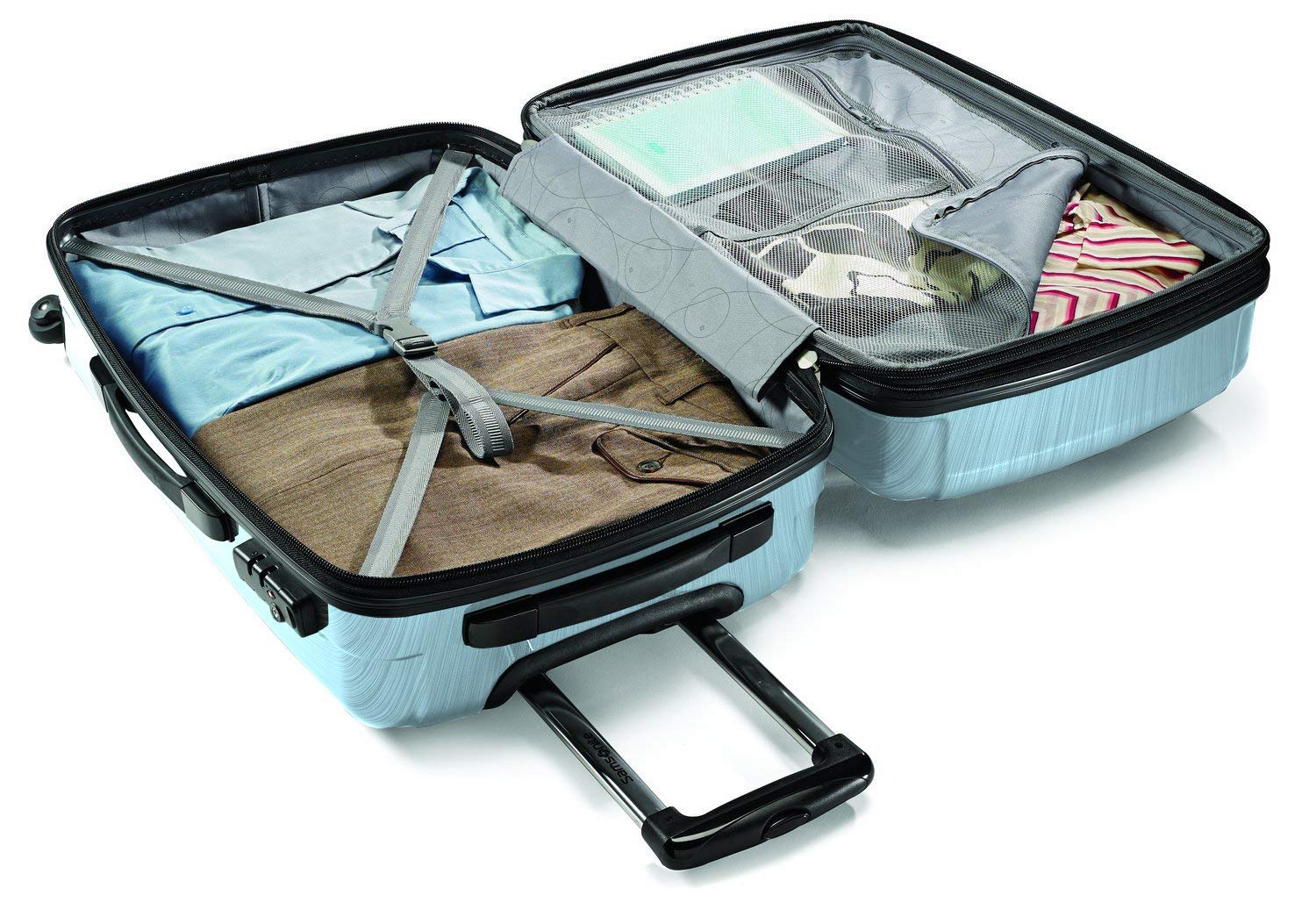 Samsonite Winfield 2 Hardside Expandable Luggage with 360° Spinner Wheels - 28-Inch Checked Large Suitcase in Ice Blue | Perfect for International Travel & Business Trips