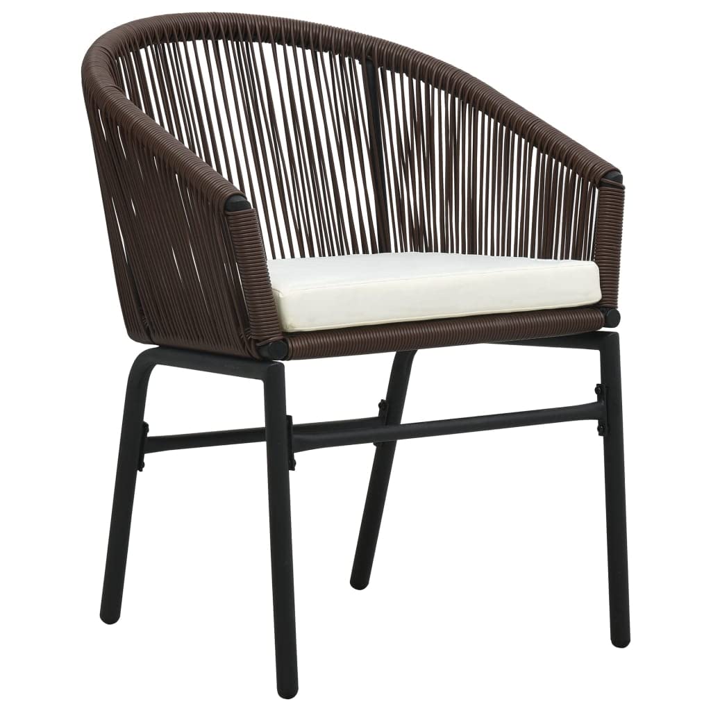VidaXL 3-Piece Patio Bistro Set with Cushions - Brown PE Rattan Outdoor Furniture with Round Glass Tabletop - Perfect for Garden, Balcony, and Backyard Relaxation