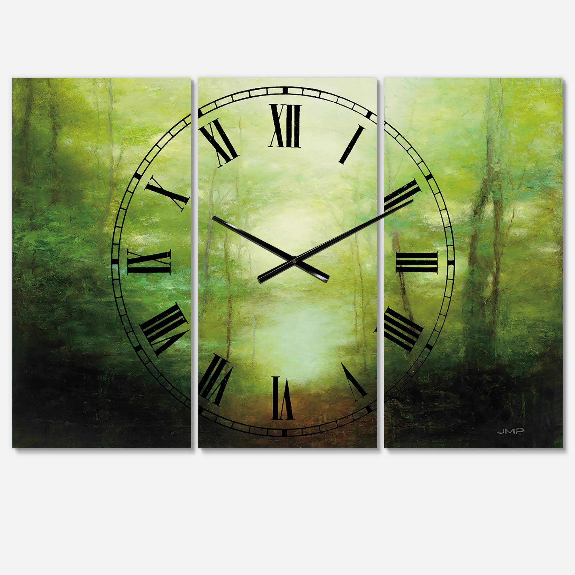 DesignQ Farmhouse Wall Clock 'Into The Clearing Forest' - Large Rustic Wooden Wall Clock for Bedroom, Living Room, Kitchen Decor - Perfect for Cottage, Country & Farmhouse Style Homes